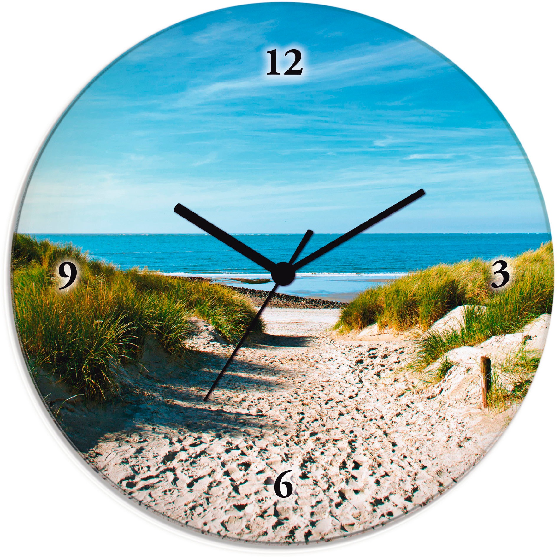Artland Wanduhr "Strand mit Sanddünen und Weg zur See" wahlweise mit Quarz- oder Funkuhrwerk, lautlos ohne Tickgeräusche