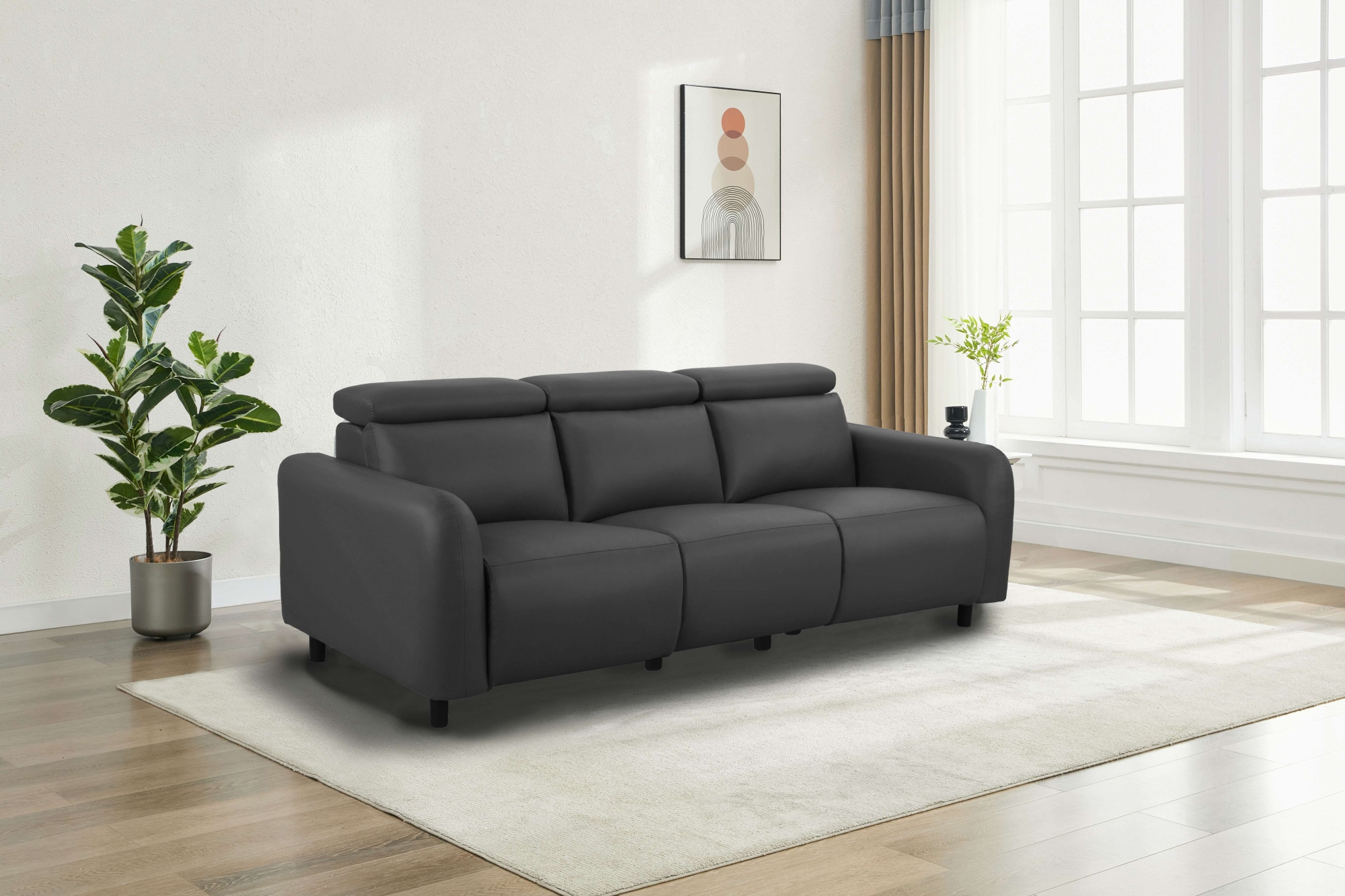 Home affaire 3-Sitzer »SKAANE Lederoptik, 229 cm, manuelle-u. elektrische Relaxfunktion«, Relax-Funktion in 2 Sitzen, Kopfteilverstellung, Federkernpolsterung