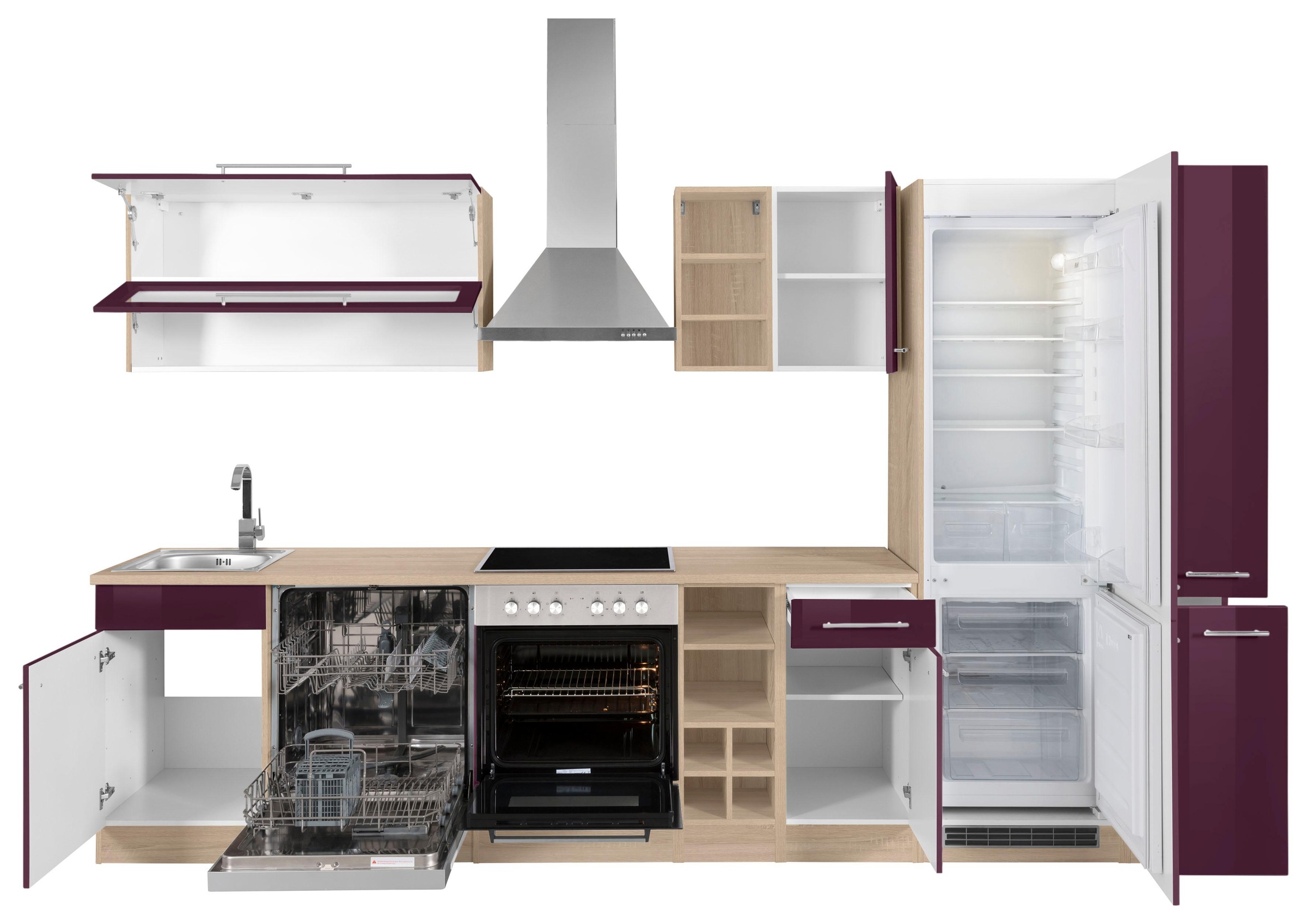 KOCHSTATION Küchenzeile »KS-Eton«, mit E-Geräten, Breite 330 cm