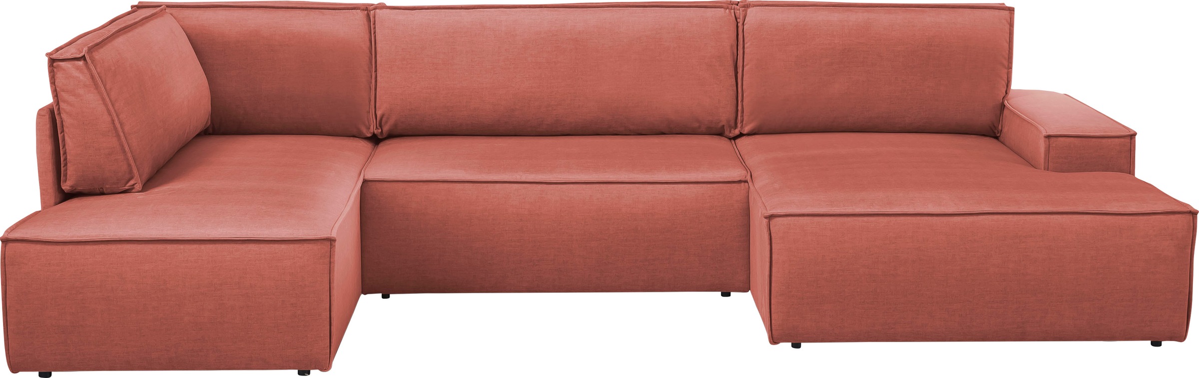 Home affaire Wohnlandschaft »SHERWOOD 329 cm, U-Form, Schlafsofa,«, Schlaffunktion m. Bettkasten (194x139 cm), Cord, Vintage, Samtvelours