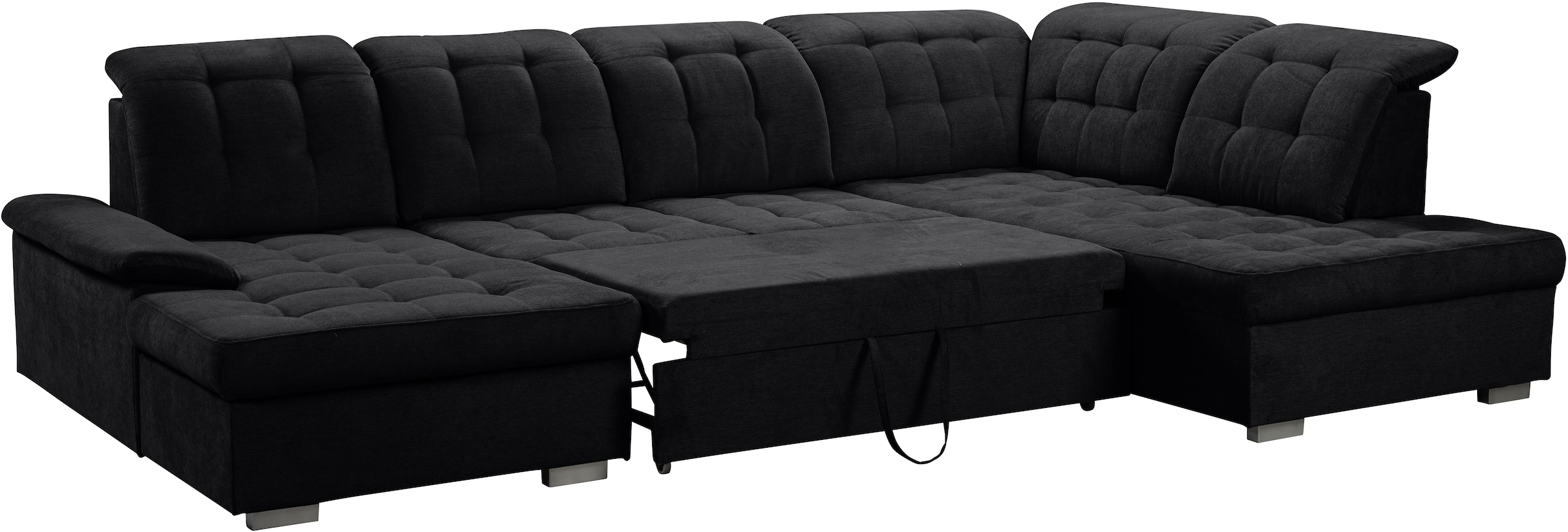 WERK2 Wohnlandschaft »Kordula-New Multifunktion Couch, Breite 332cm, U-Form«, Sofa in U-Form mit Schlaffunktion & Bettkasten, Schlafcouch