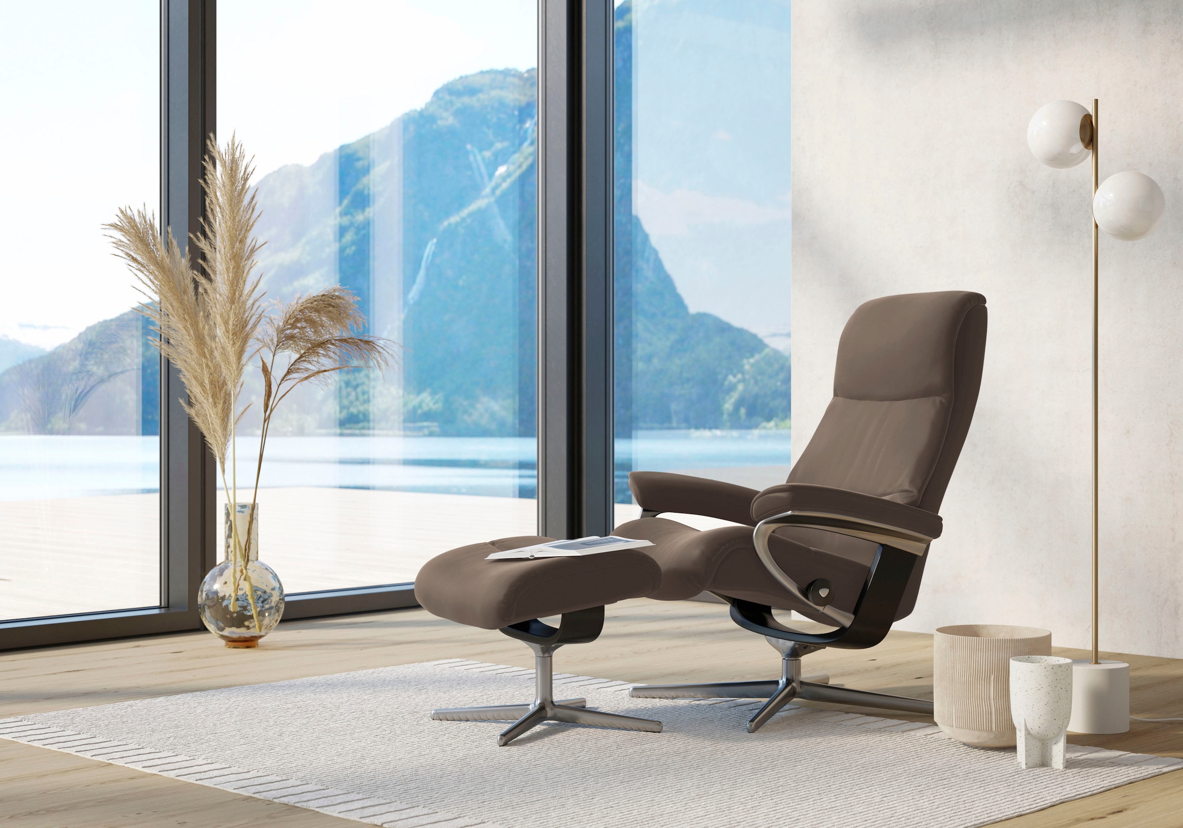Stressless® Relaxsessel »View« mit Cross Base, Größe S, M & L, Holzakzent Schwarz
