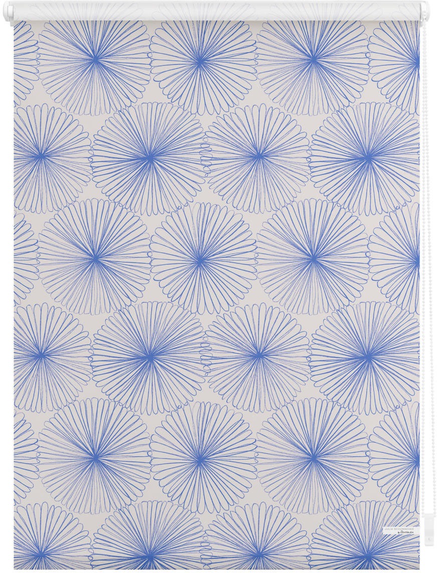 LICHTBLICK ORIGINAL Seitenzugrollo »Rollo Klemmfix, ohne Bohren, Verdunkelung, Flower wheel - Blau«, verdunkelnd, Verdunkelung-energiesparend, freihängend