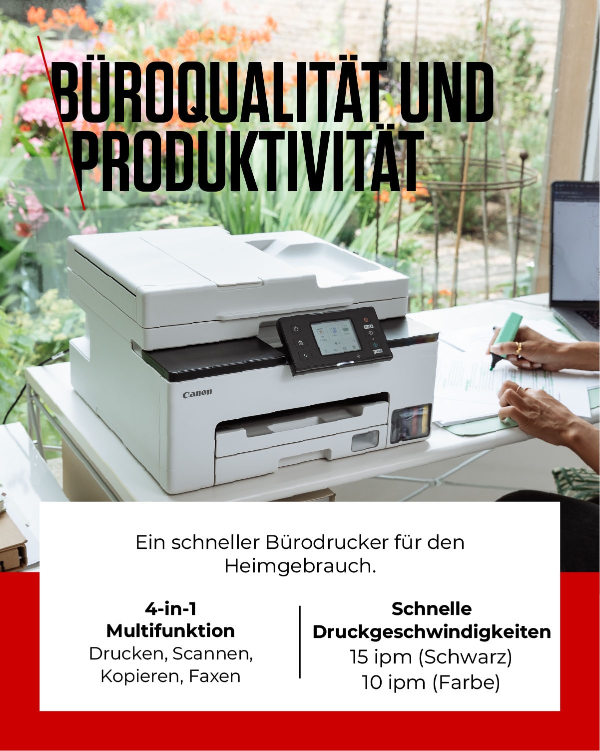 Canon Multifunktionsdrucker »MAXIFY GX2050« 4in1 Tintenstrahl-Multifunktionsgerät inkl. 2 Tintenflaschen (schwarz)
