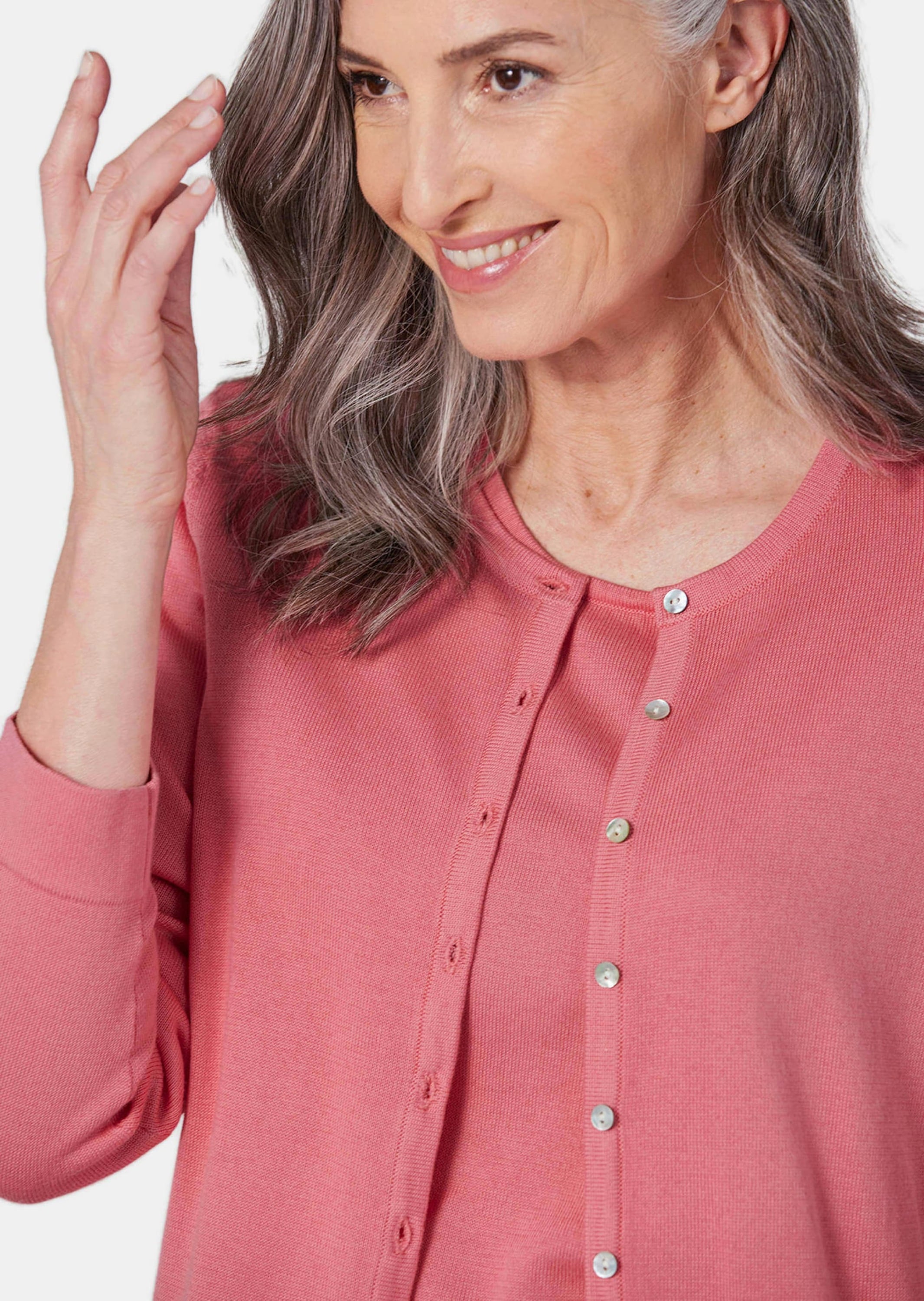 GOLDNER Strickpullover »Figurnahes Twin-Set aus Pima-Baumwolle« Ohne