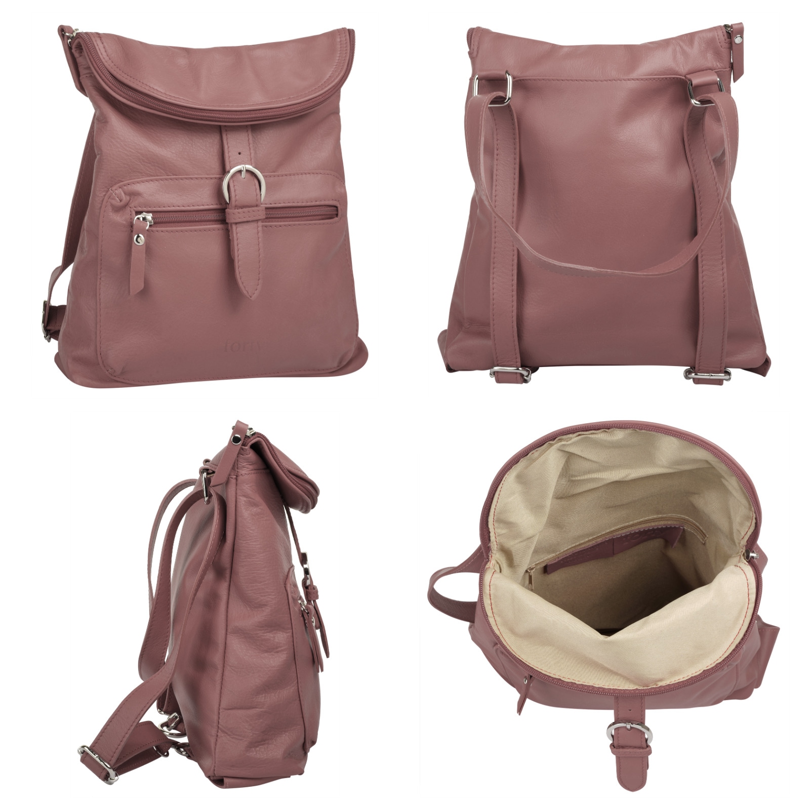 forty° Cityrucksack, echt Leder, Made in Italy