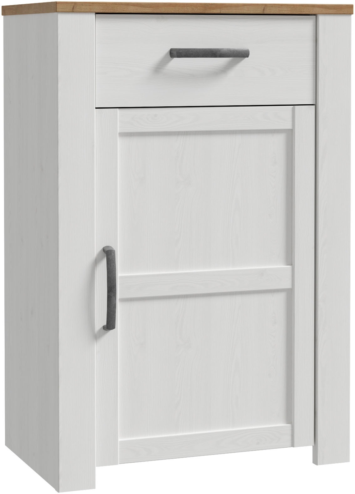 Bohol 1 Door 1 Drawer Shoe Cabinet in Riviera Oak/White, none