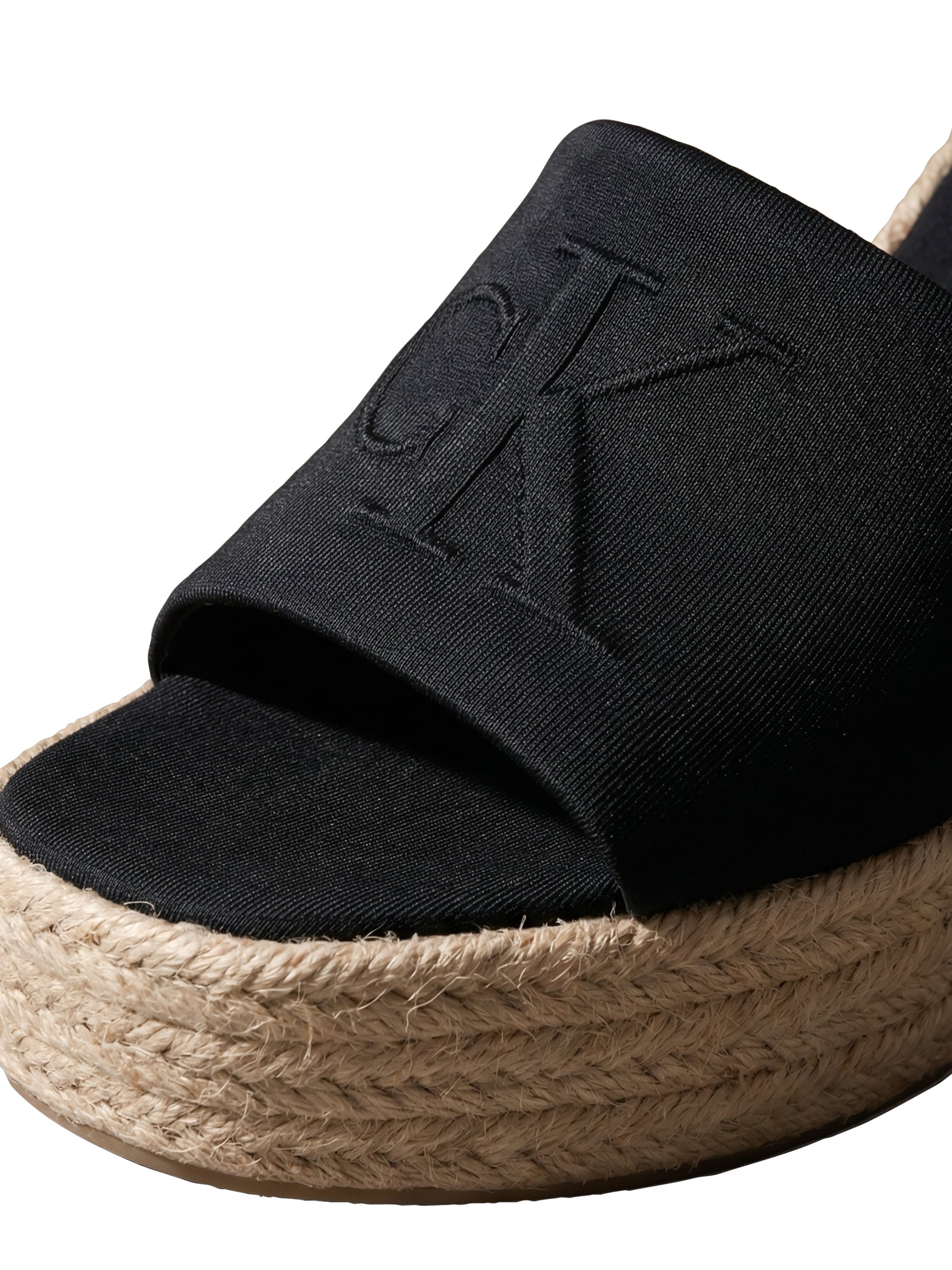 Calvin Klein Keilsandalette »WEDGE ESPAD 70 NEOPR MG«  Sommerschuh, Plateausandale, Keilabsatz, mit Bastbesatz
