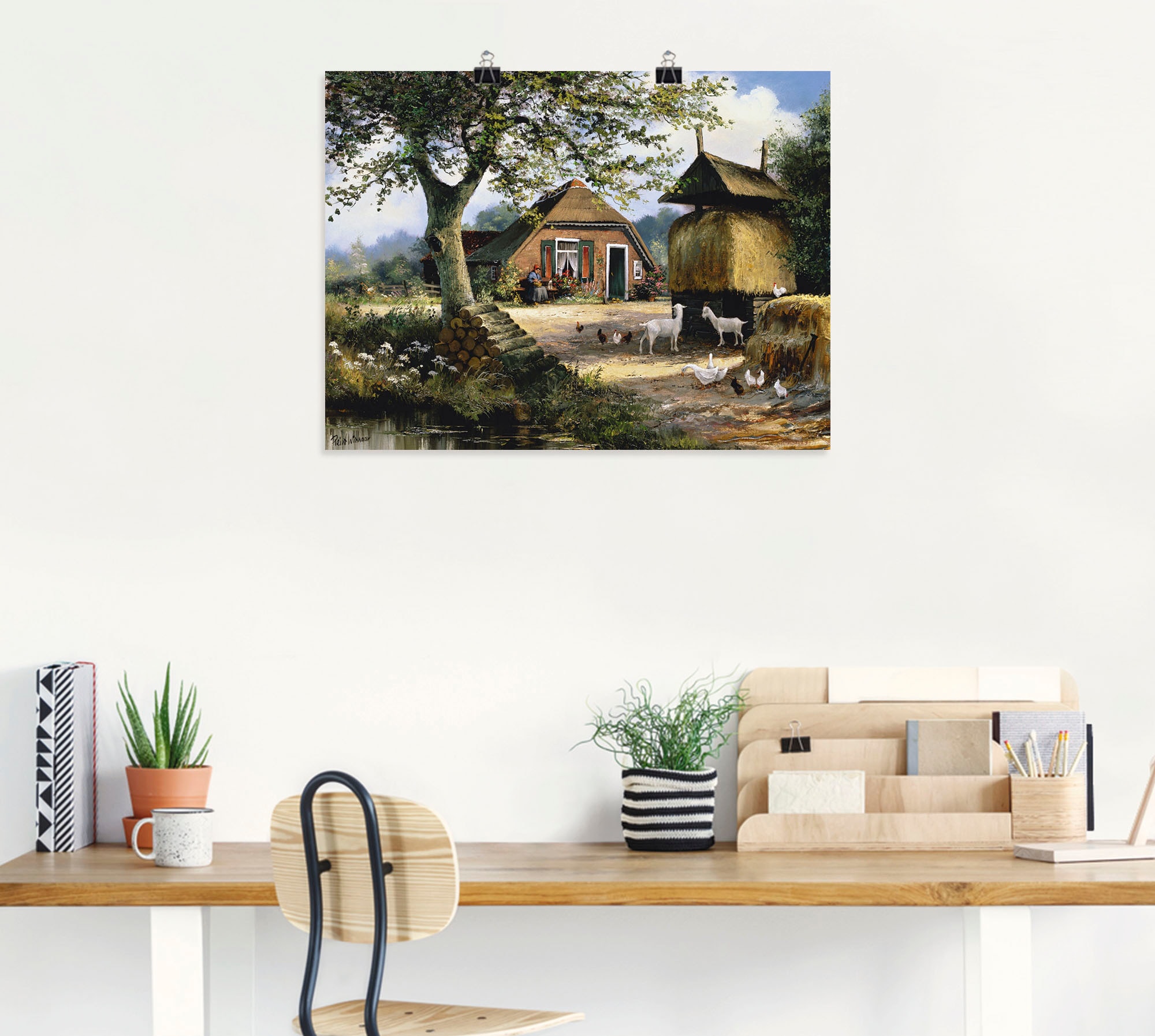 Artland Wandbild »Idyllische Farm mit Hühnern und Ziegen« Garten 1 Stk. tlg. als Leinwandbild, Poster in verschied. Größen