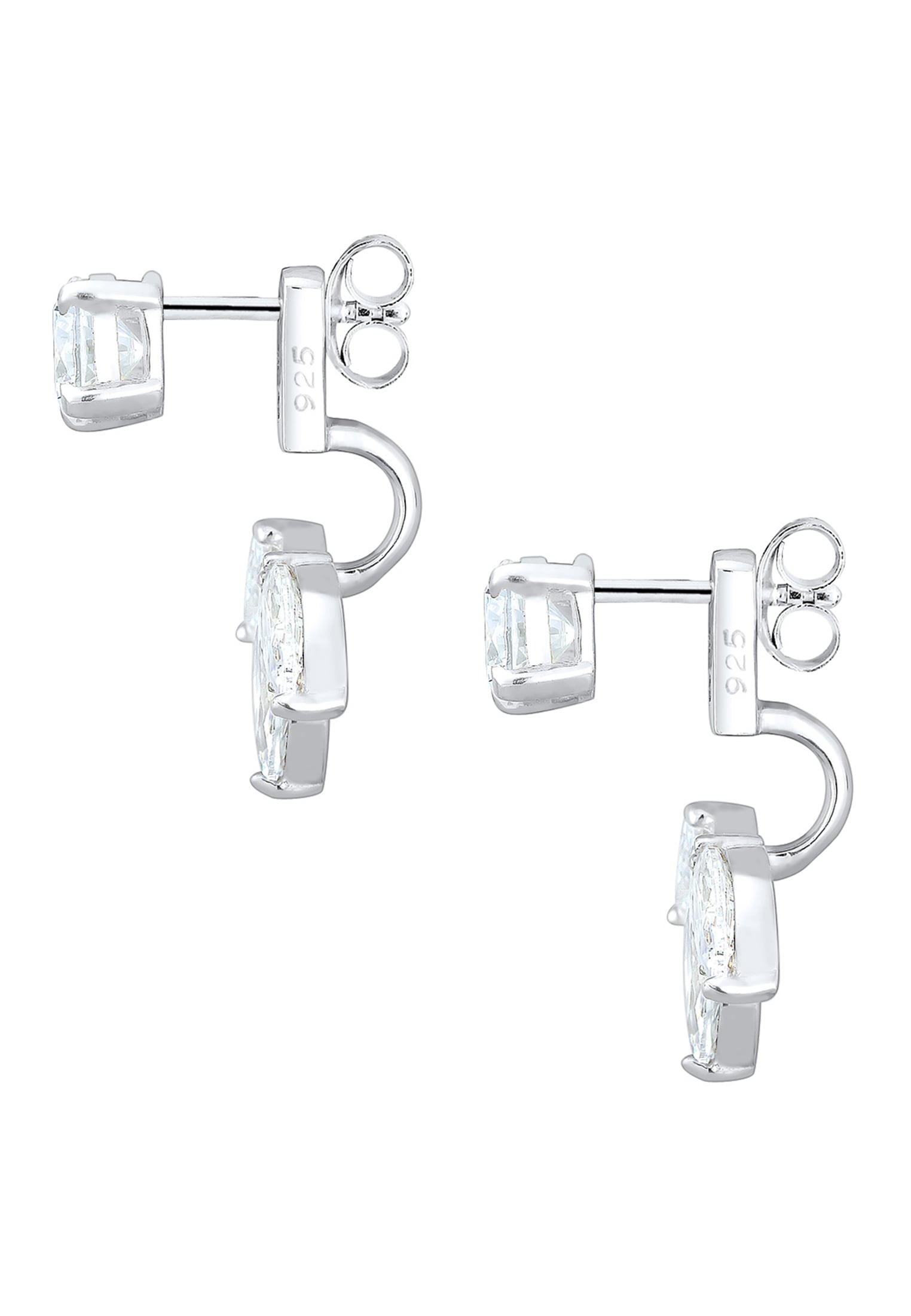 Elli Paar Ohrhänger »Ohrringe Floral Ear Jackets Zirkonia Weiß 925 Sterling Silber«