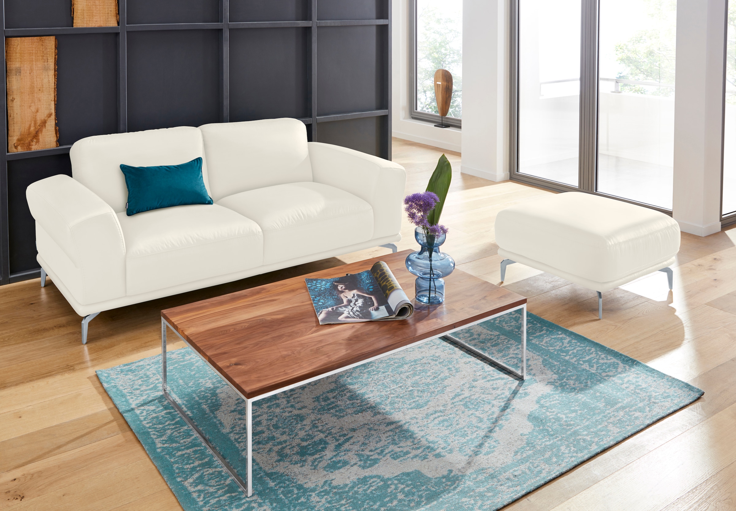 W.SCHILLIG Hocker »montanaa«, mit Metallfüßen in Silber matt, Breite 71 cm
