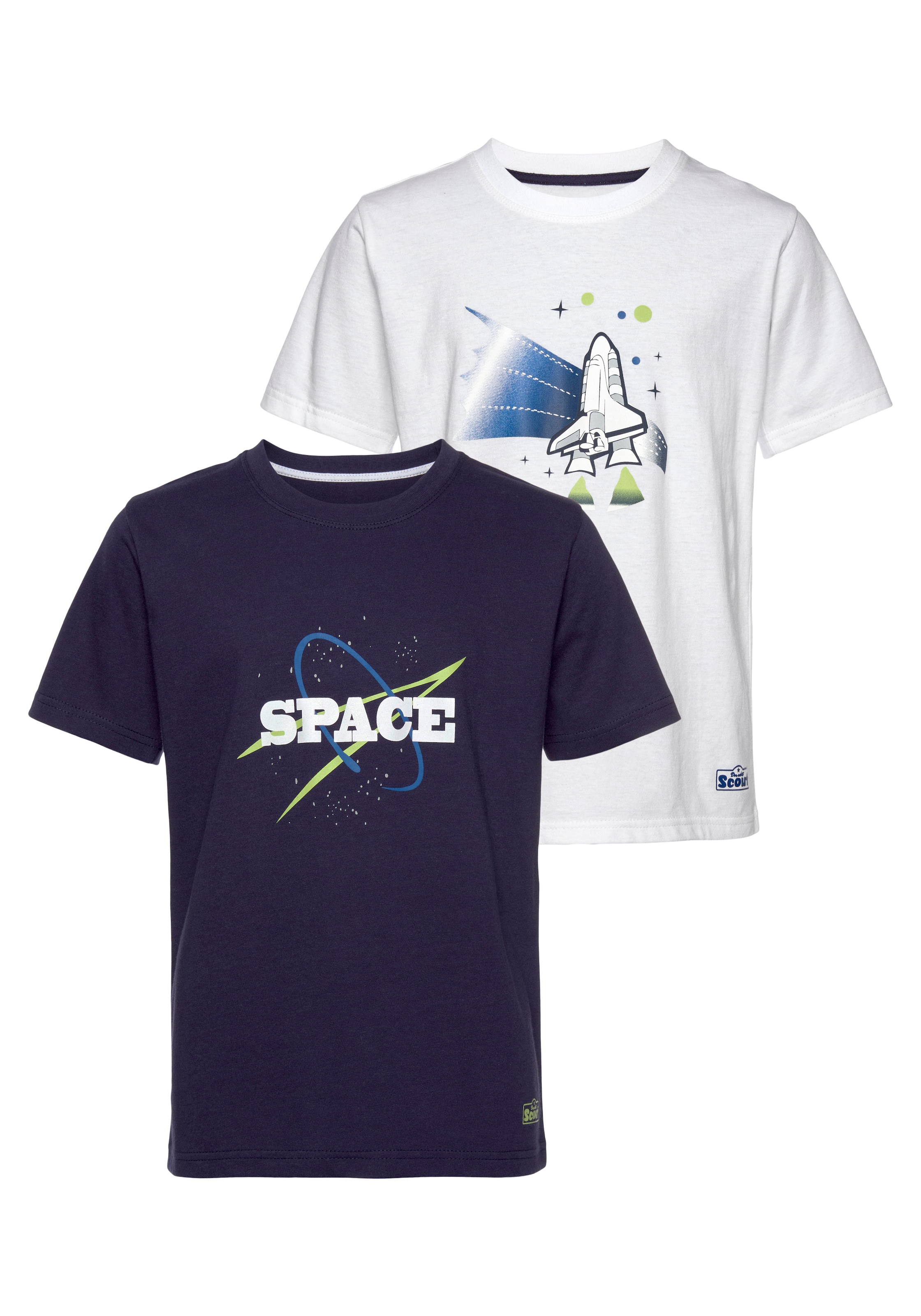 »SPACE«, aus Bio-Baumwolle T-Shirt bei 2er-Pack), (Packung, Scout