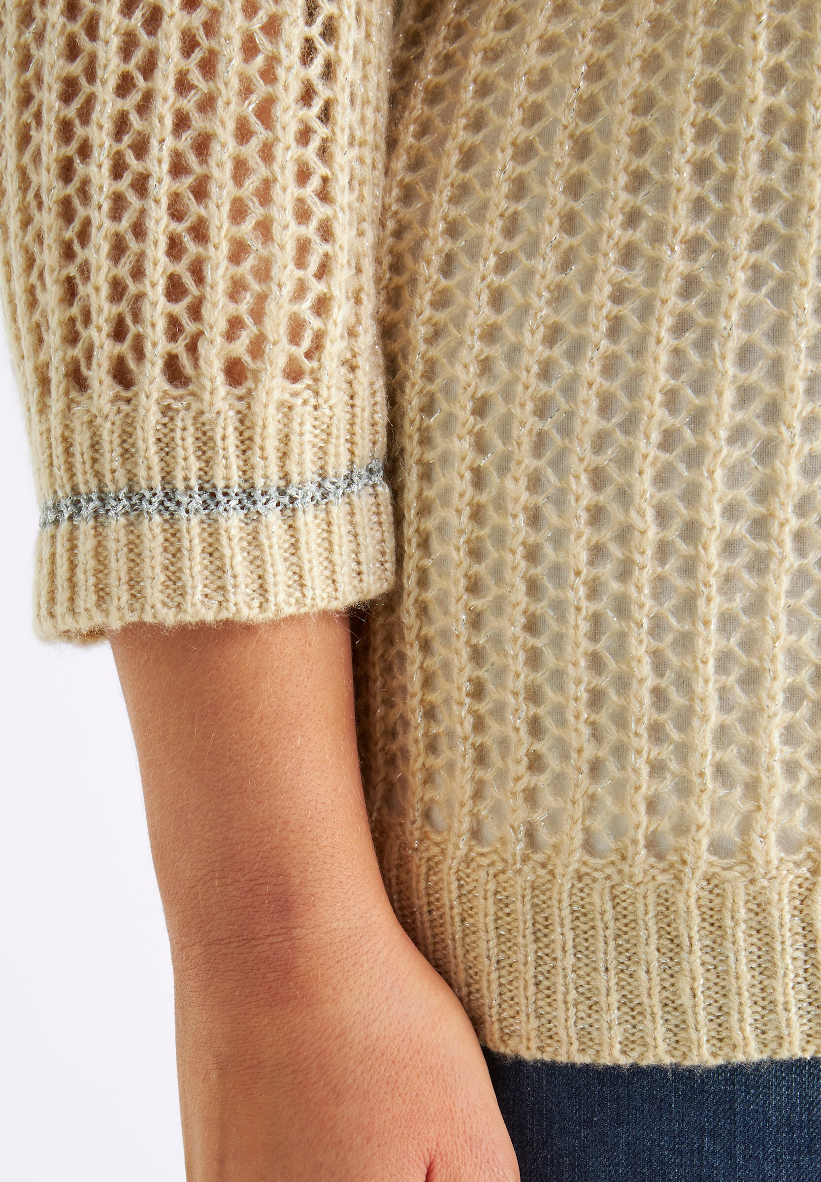 Sheego Longpullover »Ajour-Pullover Ajourpullover mit Glitzergarn«