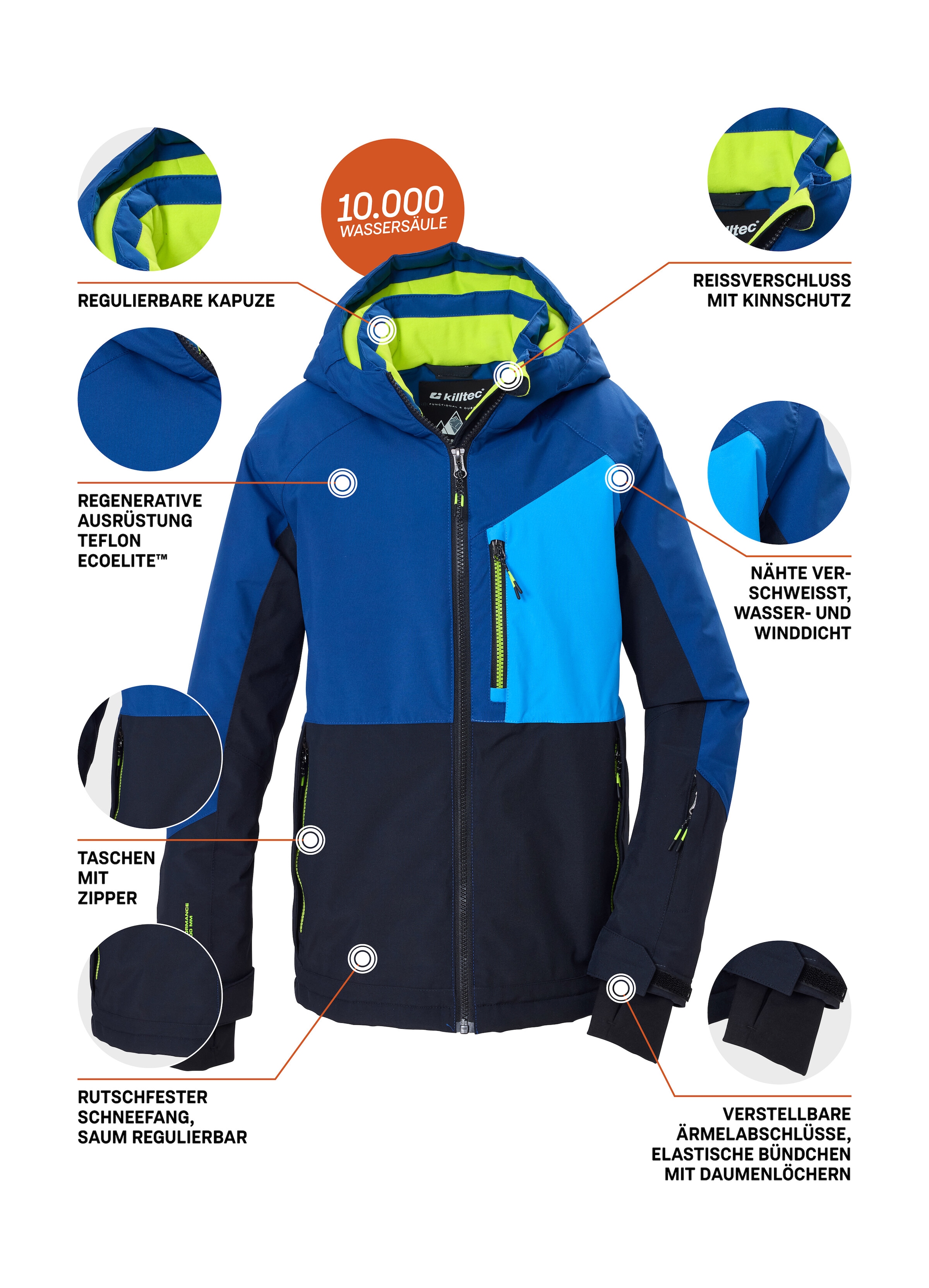 Killtec Skijacke »KSW 206 BYS SKI JCKT« Wind- und wasserdichte Kinderjacke, atmungsaktiv, verstellbar