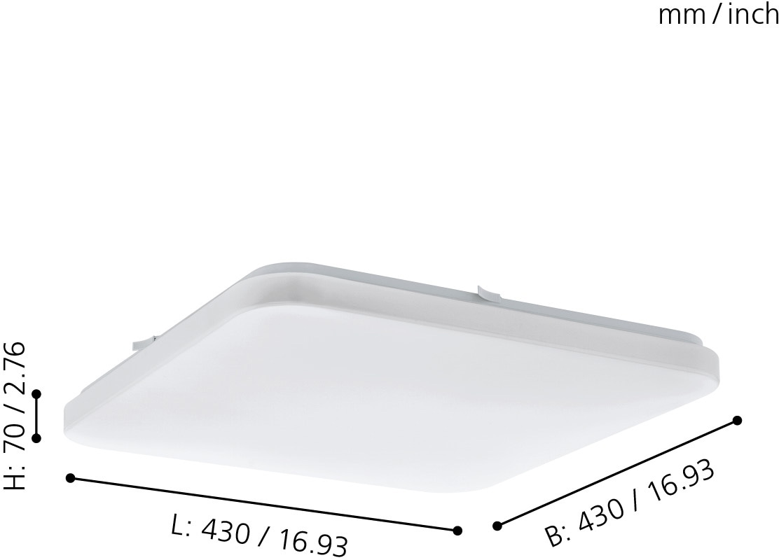 L43 B43 weiß LED-Board, »FRANIA«, Deckenleuchte x warmweiß, / cm H7 x / EGLO
