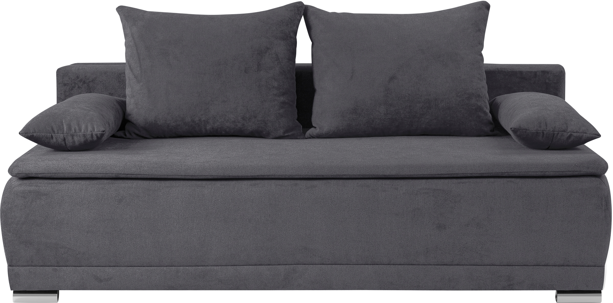 WERK2 Schlafsofa »Biggi, komfortabel & elegant, Schlaffunktion, Bettkasten, Breite 260cm«, inkl. losen Kissen, Struktur weich, dunkelgrau