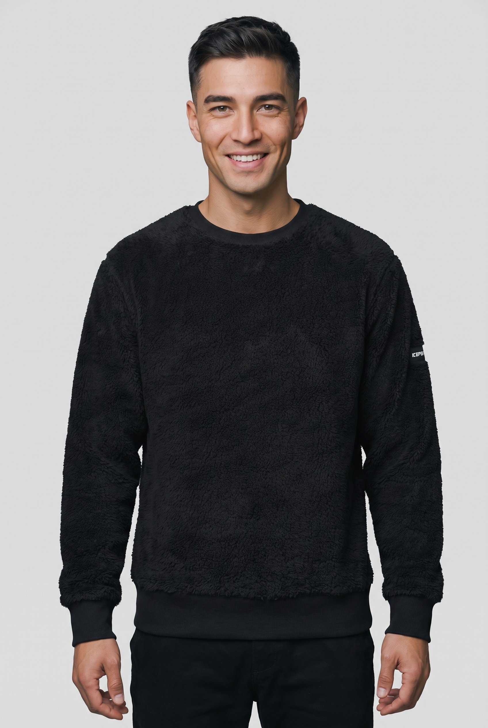 Icepeak Fleecepullover , mit Rundhalsausschnitt, in unifarbener Optik, aus Plüschmaterial
