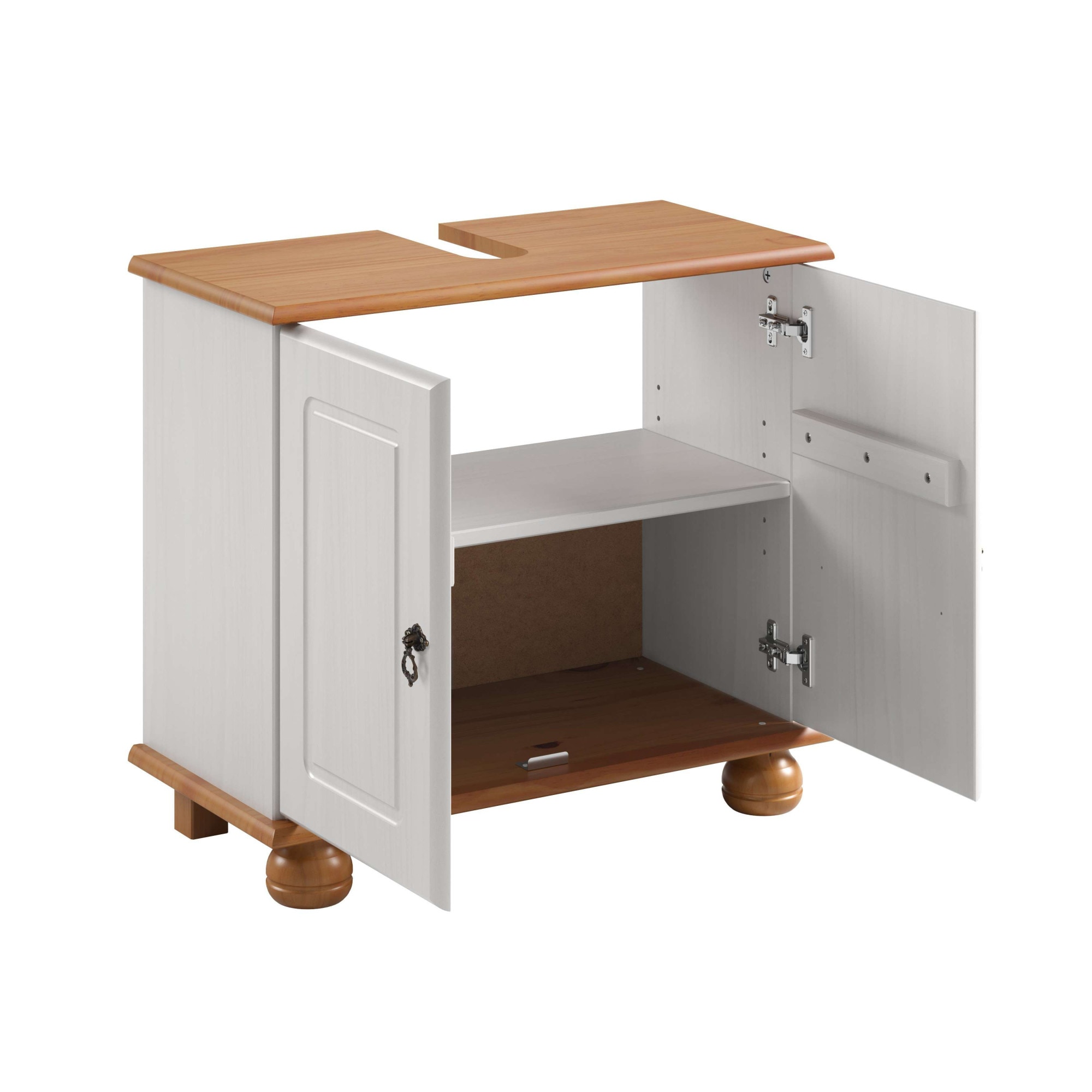 OTTO home Waschbeckenunterschrank »Finca« aus massivem Kiefernholz, Siphonausschnitt, Breite 62 cm, Höhe 55 cm