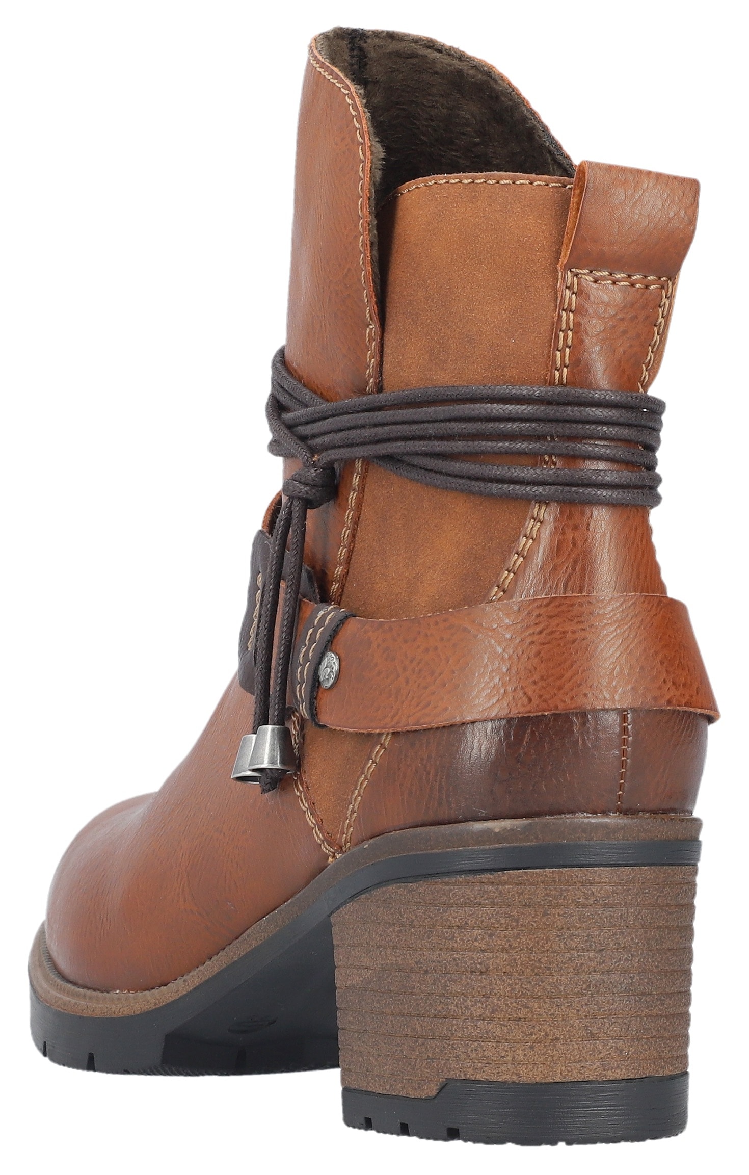 Rieker Stiefelette, Boots, Blockabsatz, Zierbänder, in Used-Optik