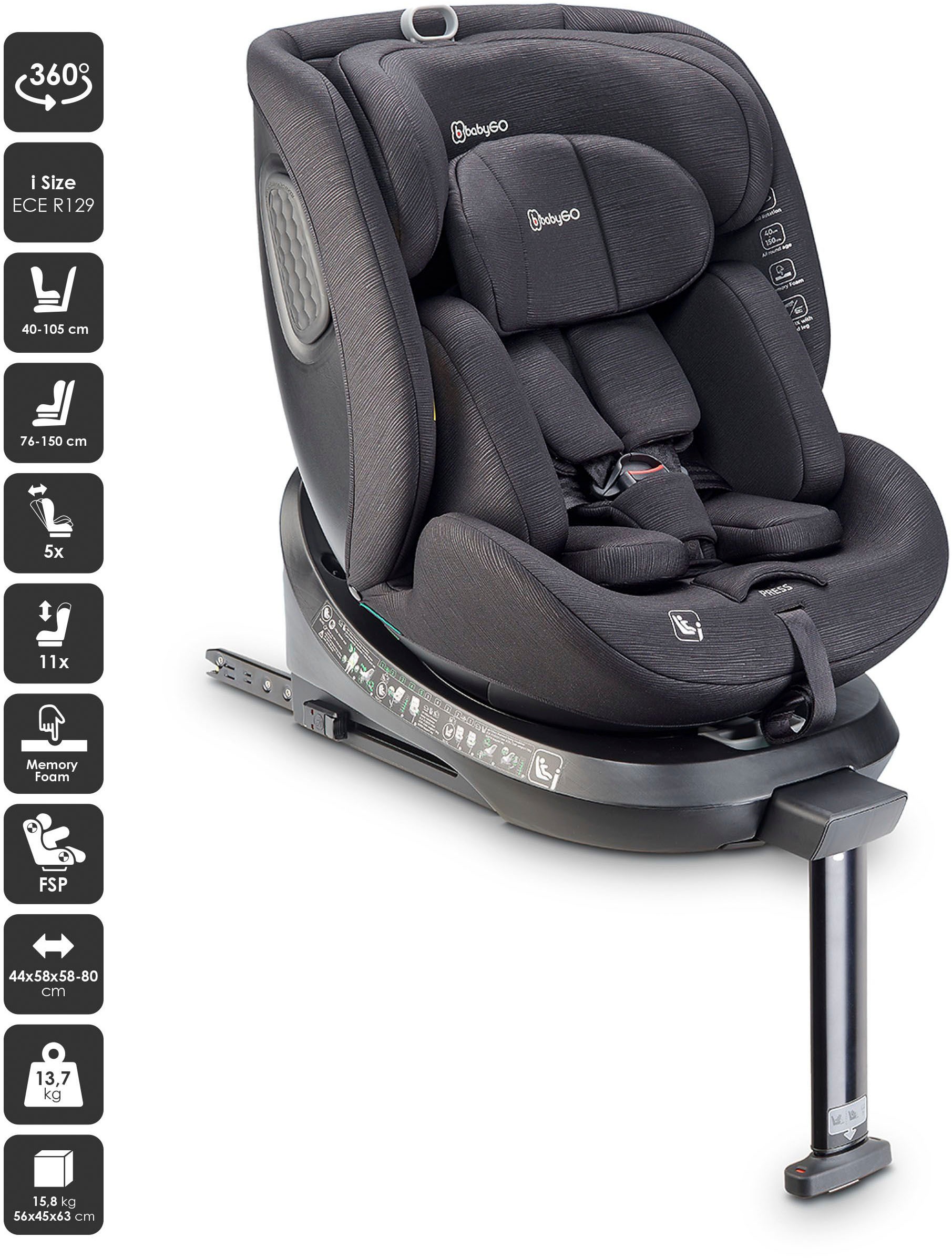 BabyGo Autokindersitz »Move 360 I Size«, für Körpergröße von 40-150 cm