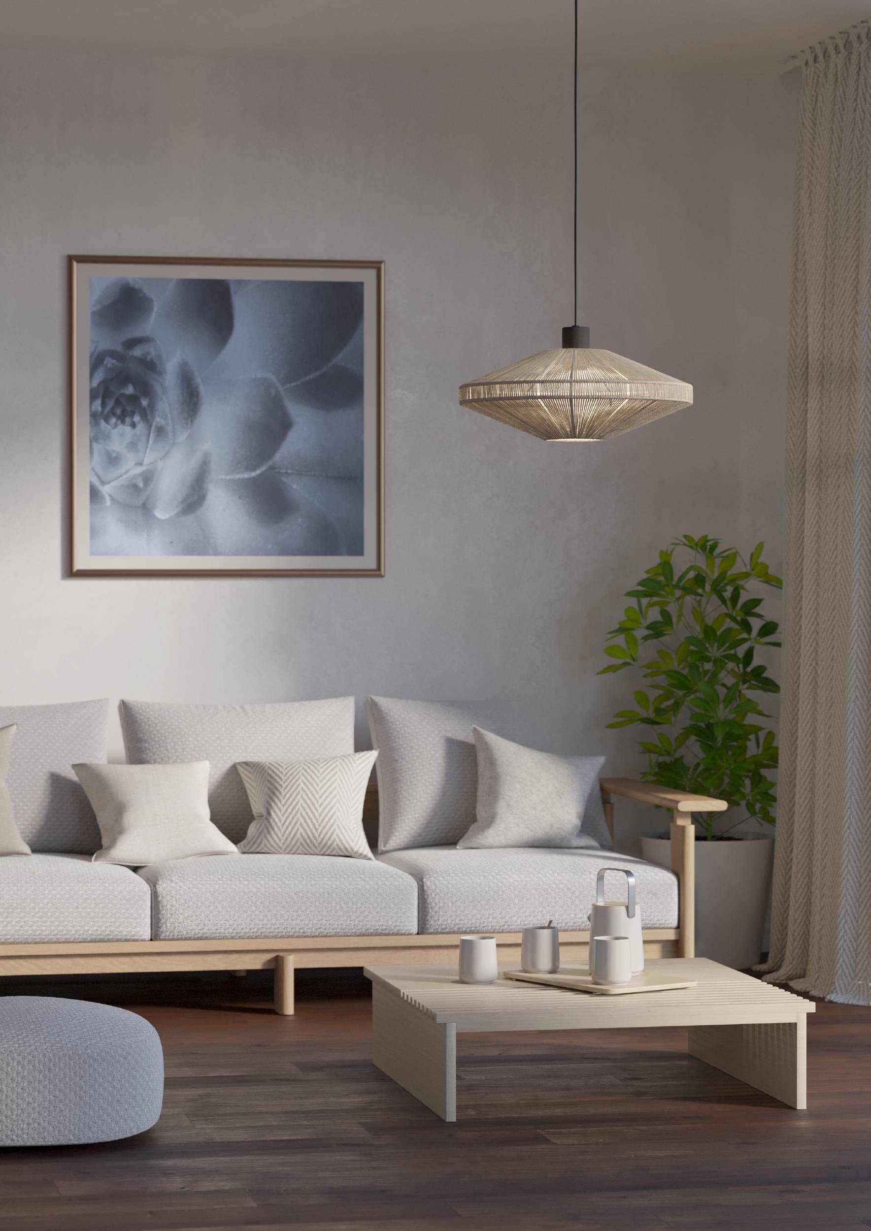 EGLO Hängeleuchte »Midsumer Hängelampe, Esszimmerlampe japanisch, Metall und Textil, E27« E27 1 Stk. Hängeleuchte - H110 x Ø38 cm - schwarz - 1X40W exkl.