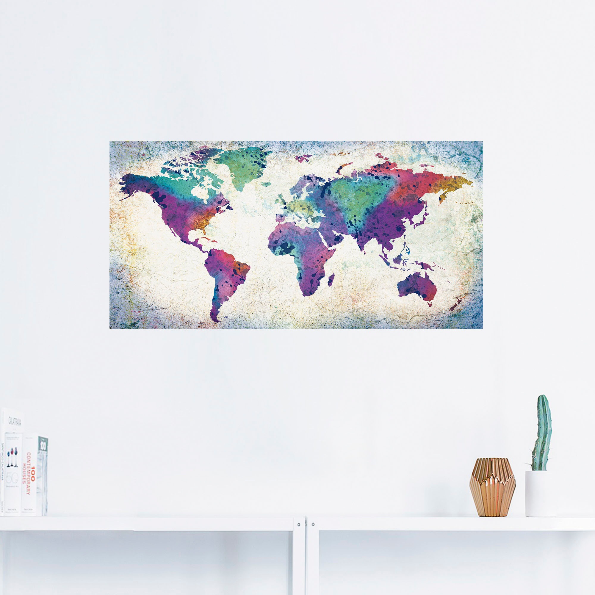 Artland Wandbild »bunte Weltkarte«, Land- & Weltkarten, (1 St.), als Alubild, Outdoorbild, Leinwandbild, Poster, Wandaufkleber