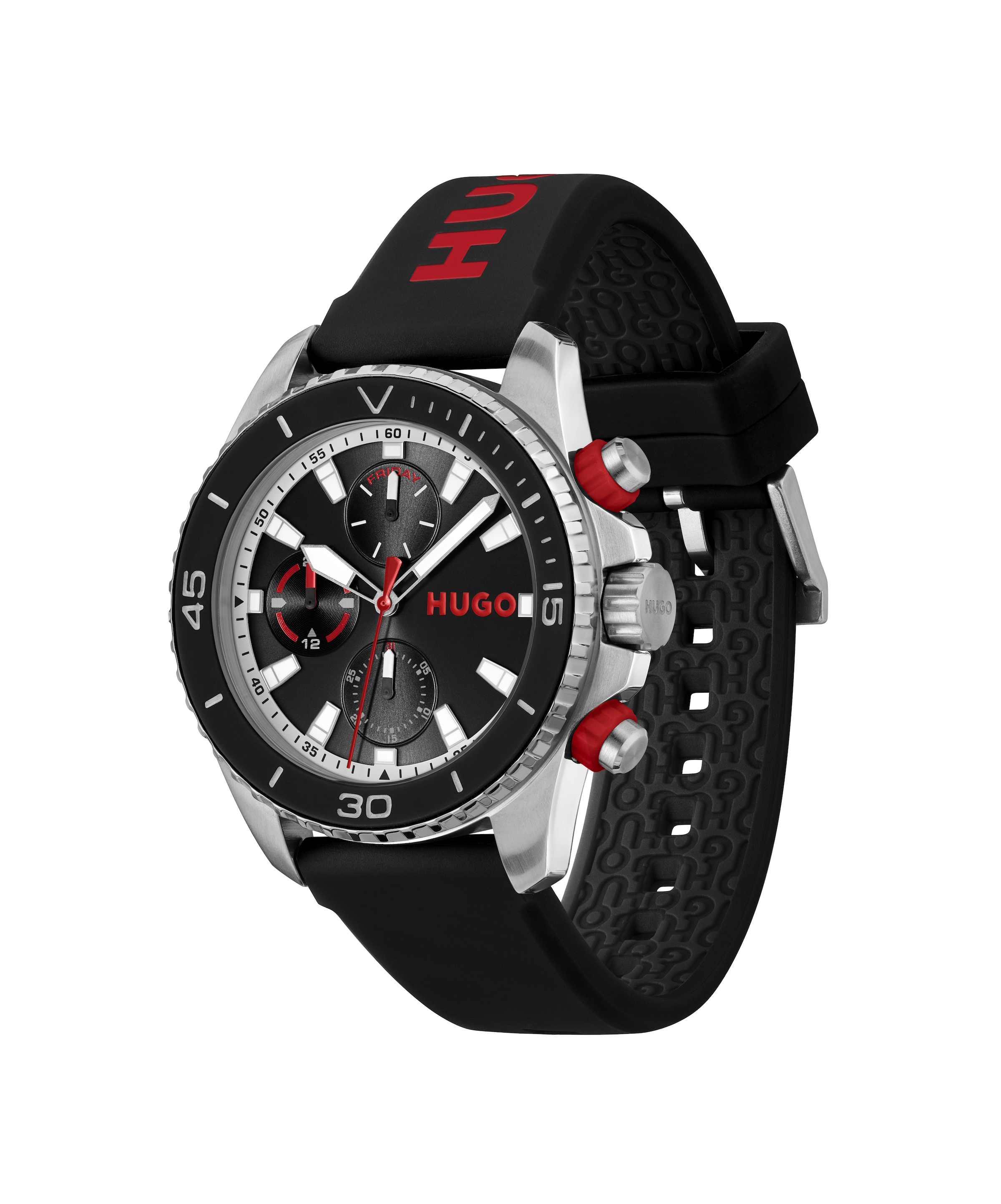 HUGO Multifunktionsuhr »#DIVE« Quarzuhr, Armbanduhr, Herrenuhr, Silikonarmband, analog