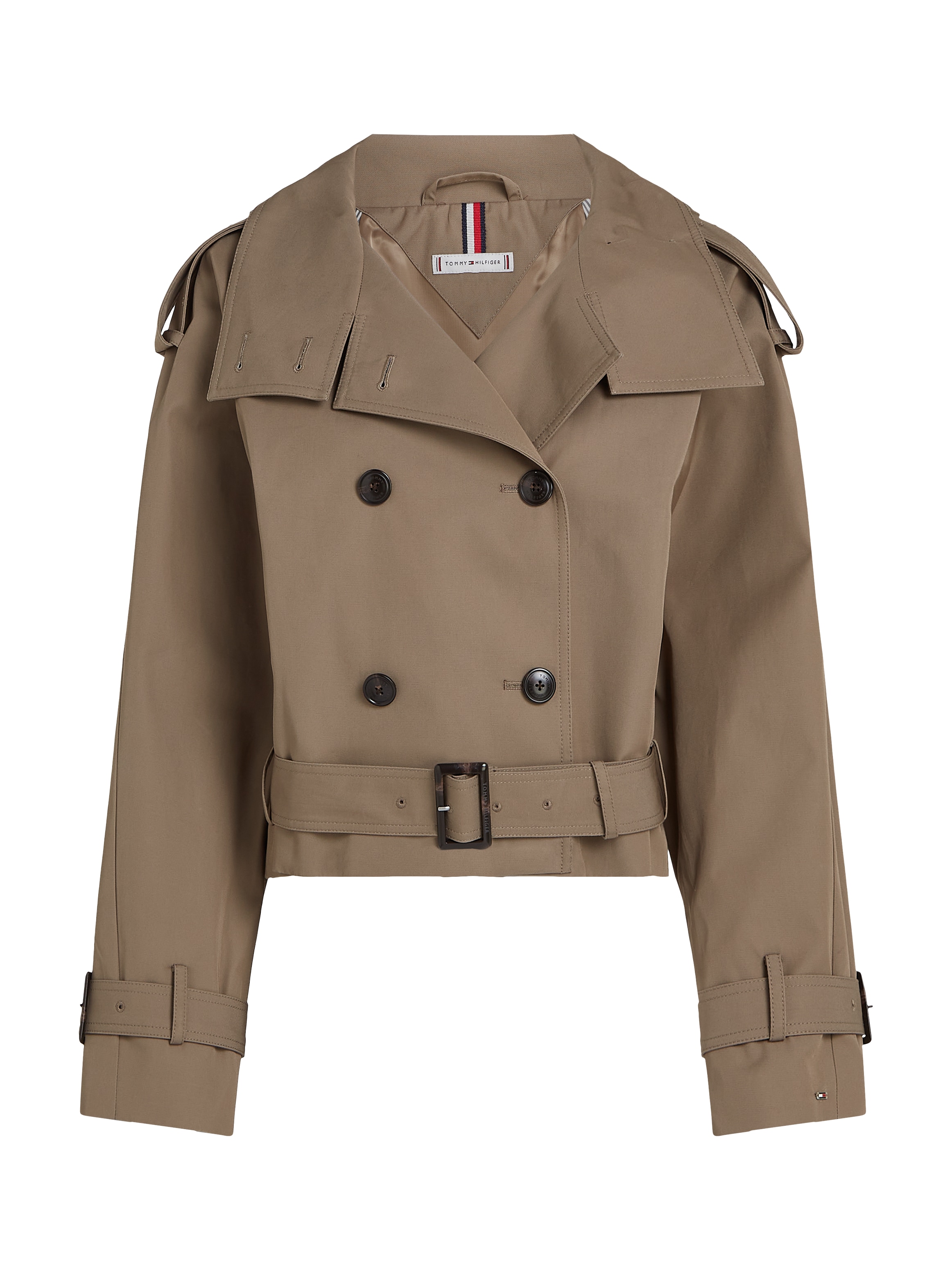 Tommy Hilfiger Kurzjacke »COTTON CROP TRENCH«, mit Gürtel in der Taille, mit Rückenpasse, mit Eingrifftaschen