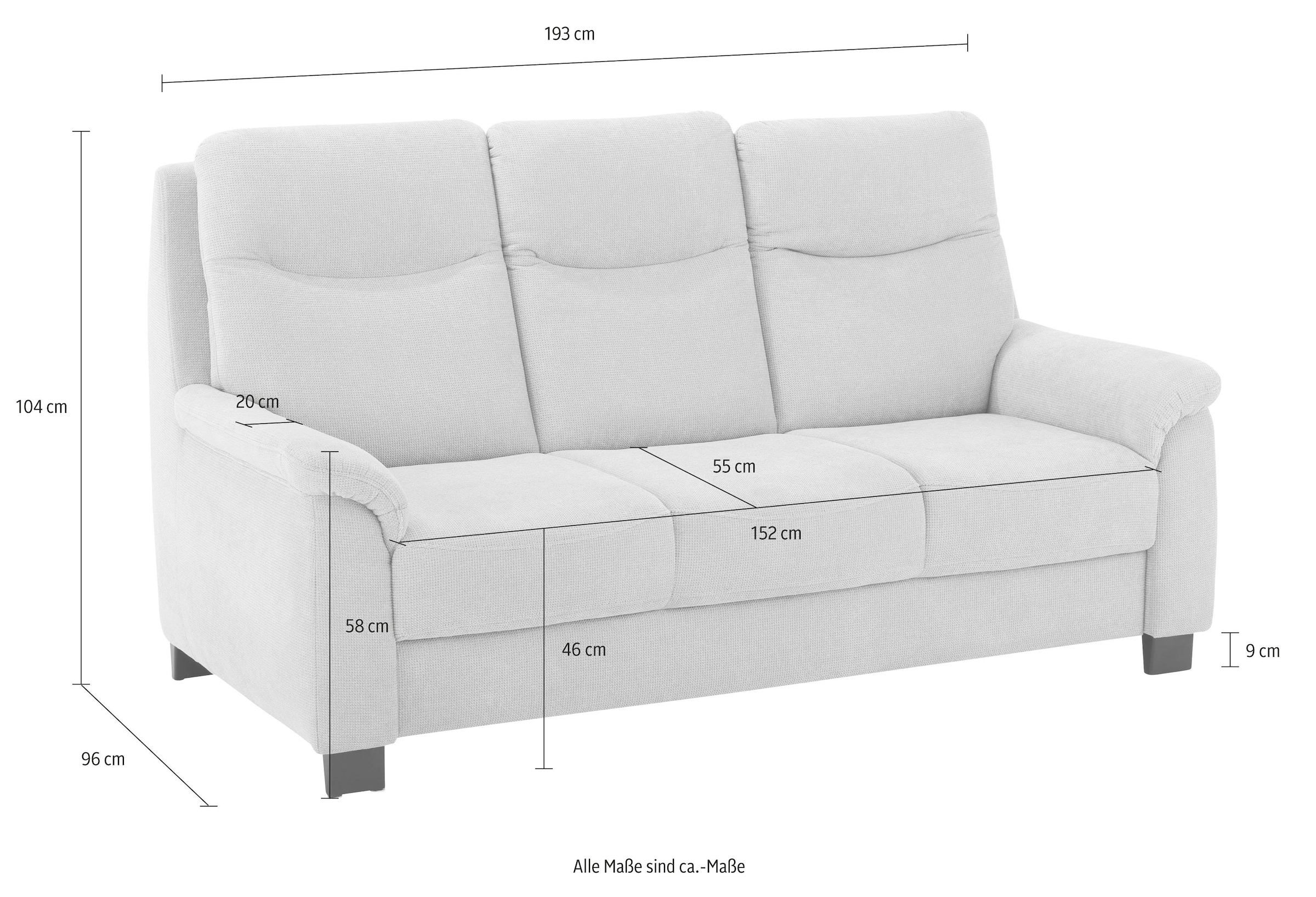 Home affaire 3-Sitzer »Boccaccio« mit Federkern, incl. Kopfteilverstellung