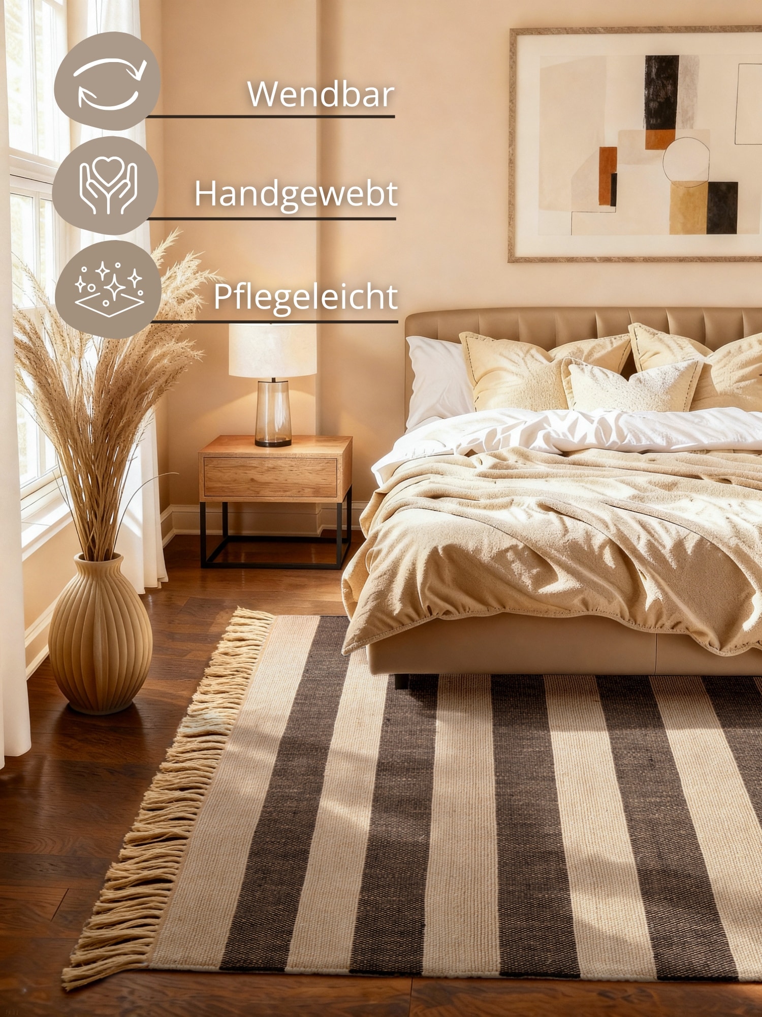 HANSE Home Teppich »Playa« rechteckig 6 mm Höhe Jute, Handgemacht, Naturteppich, Wohnzimmer, Läufer, Fransen