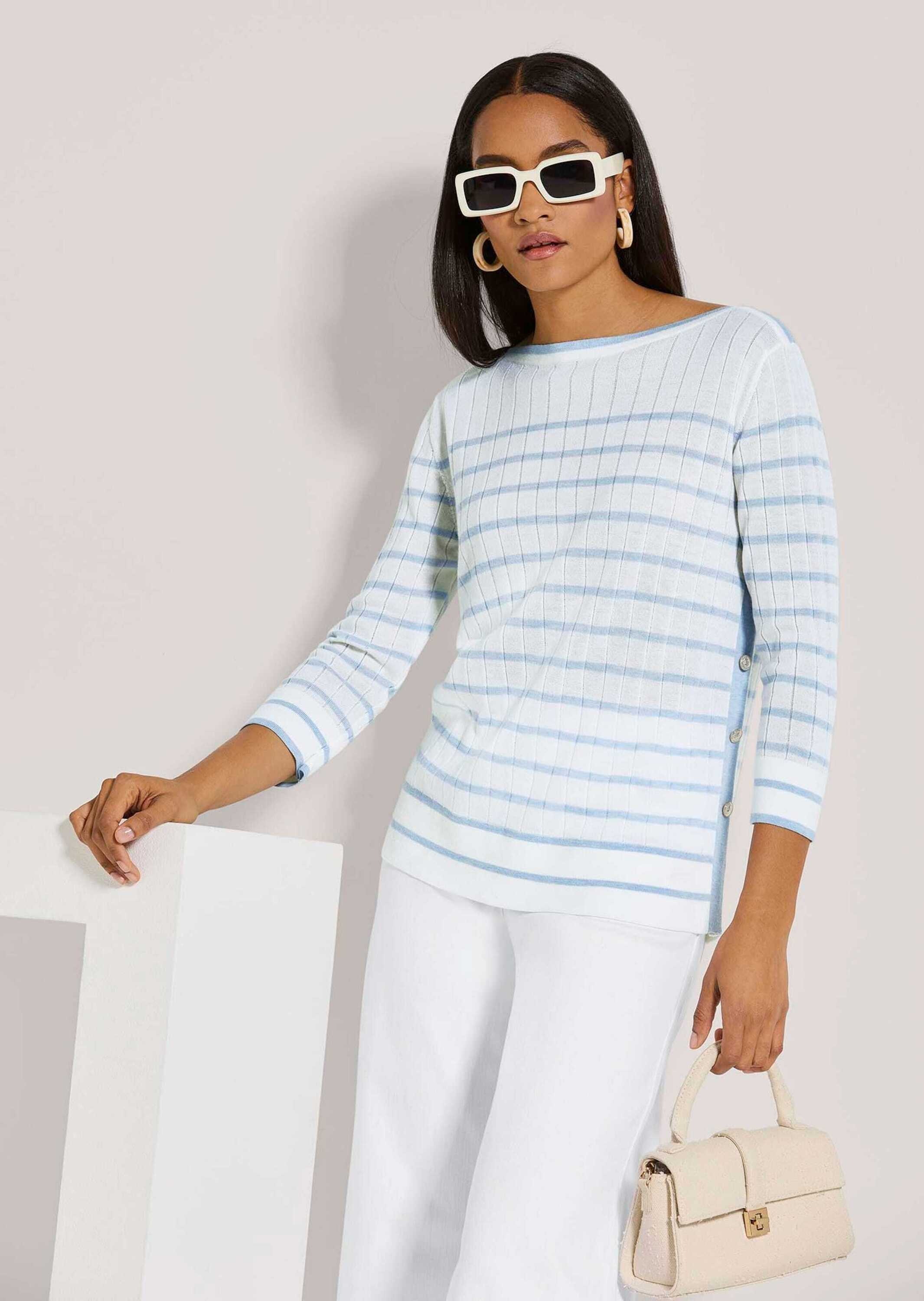 MADELEINE Longpullover »Pullover Ringel-Pullover aus Rippstrick«