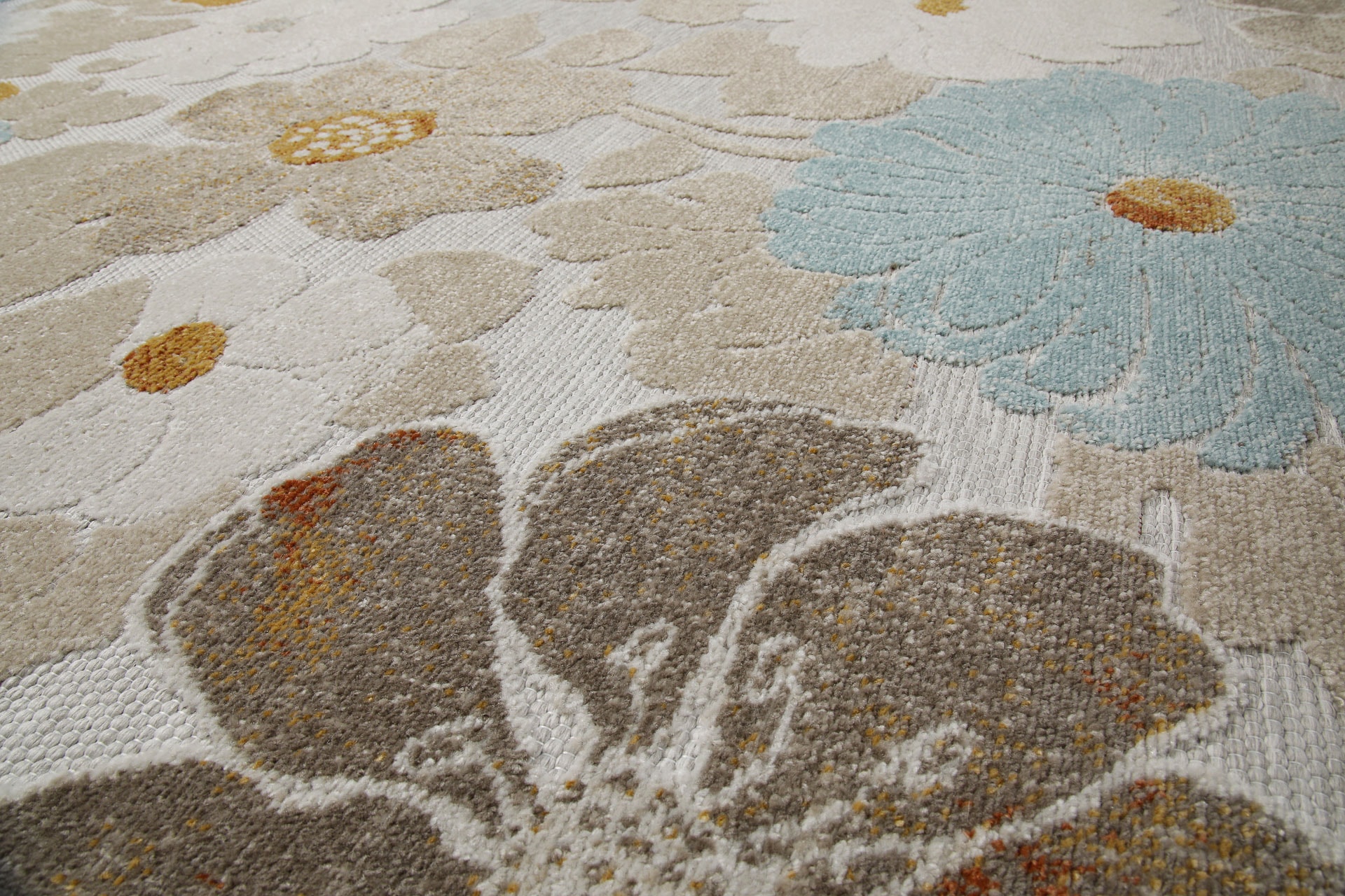 Wecon home Outdoorteppich »Beach Flower«, rund, 5 mm Höhe, für Innen & Außen, strapazierfähig, pflegeleicht, Hoch-Tief Effekt