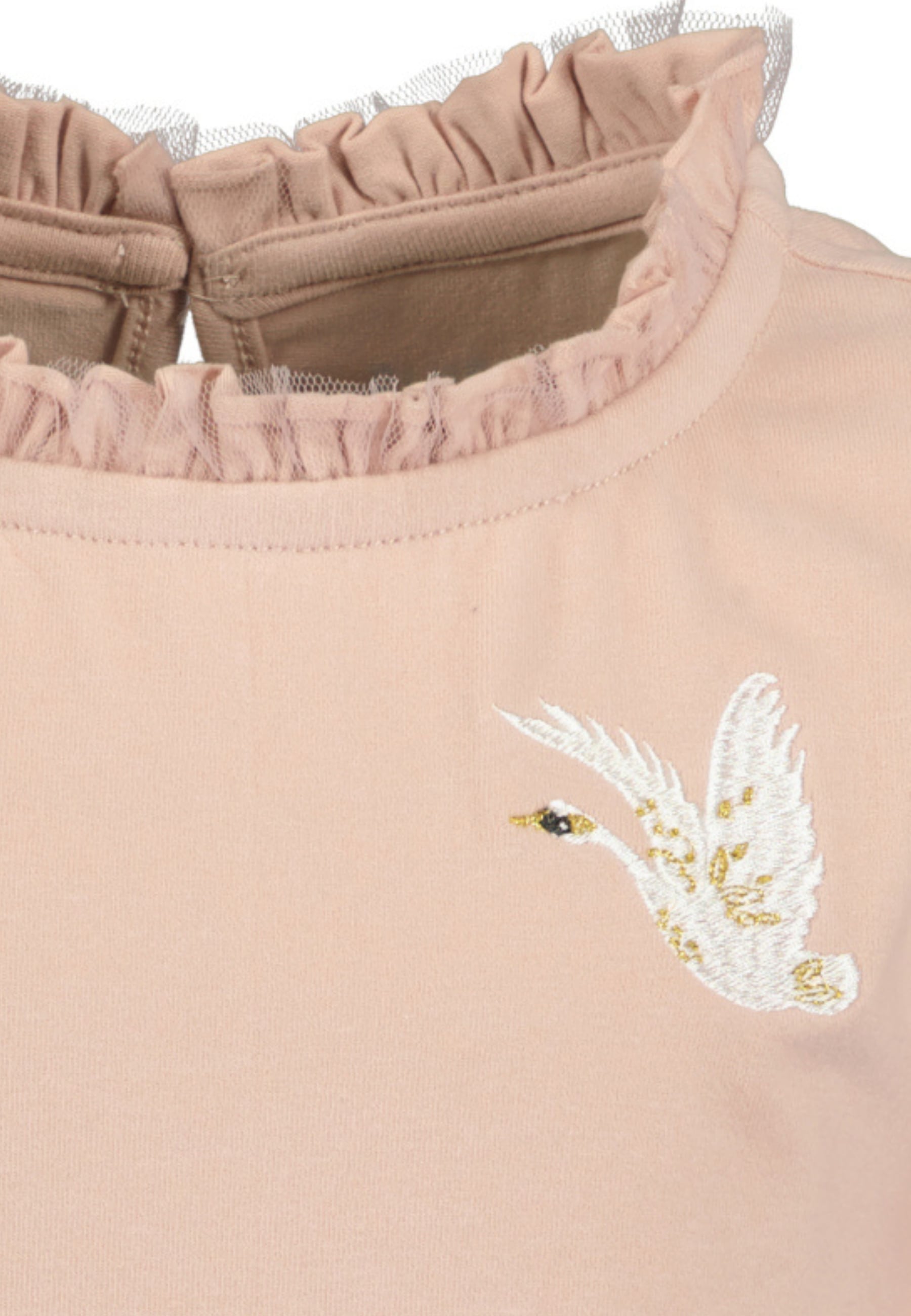 Blue Seven Langarmshirt mit schmalem Tüll-Stehkragen und dezent geraffte Puffärmel