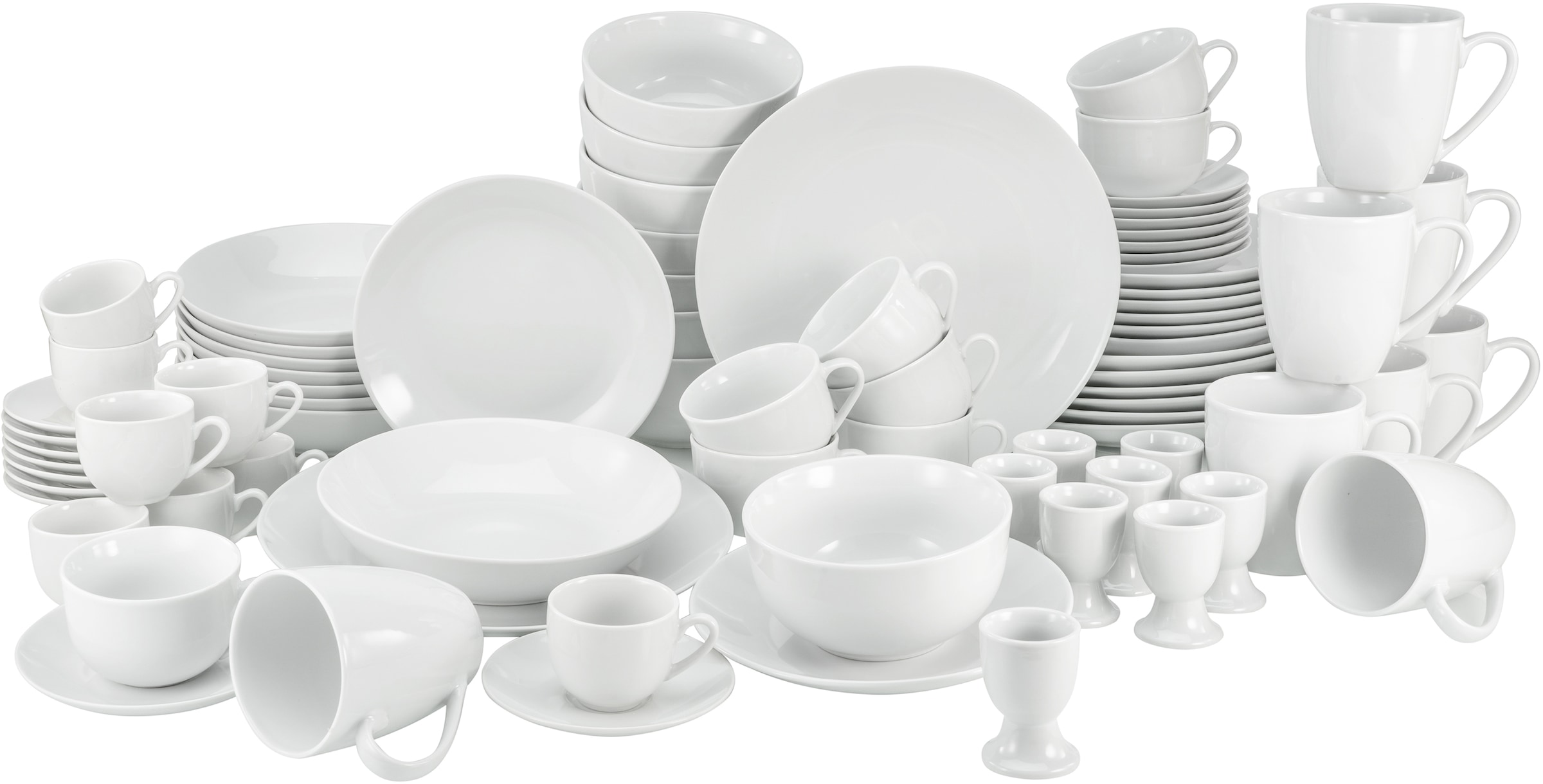 CreaTable Kombiservice »Geschirr-Set Damask«, (Set, 16 tlg., Kaffeeservice  und Tafelservice im Set, für 4 Personen), Service, oppulentes  Rankenornament, 16 Teile, für 4 Personen mit 3 Jahren XXL Garantie