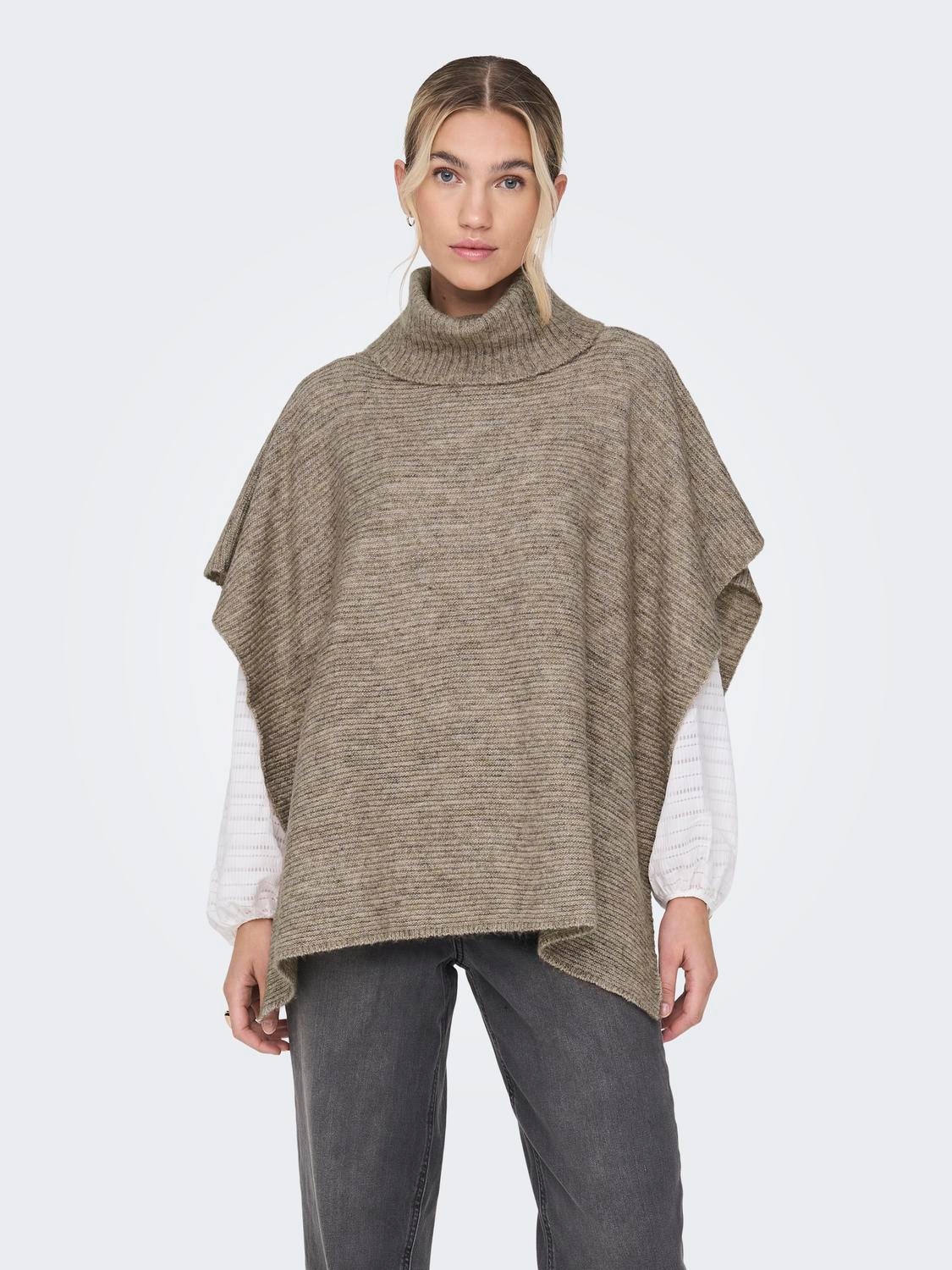 Strickponcho »ONLLOVISA LIFE KNIT PONCHO ACC«, in Rippstrick Optik mit Rollkragen