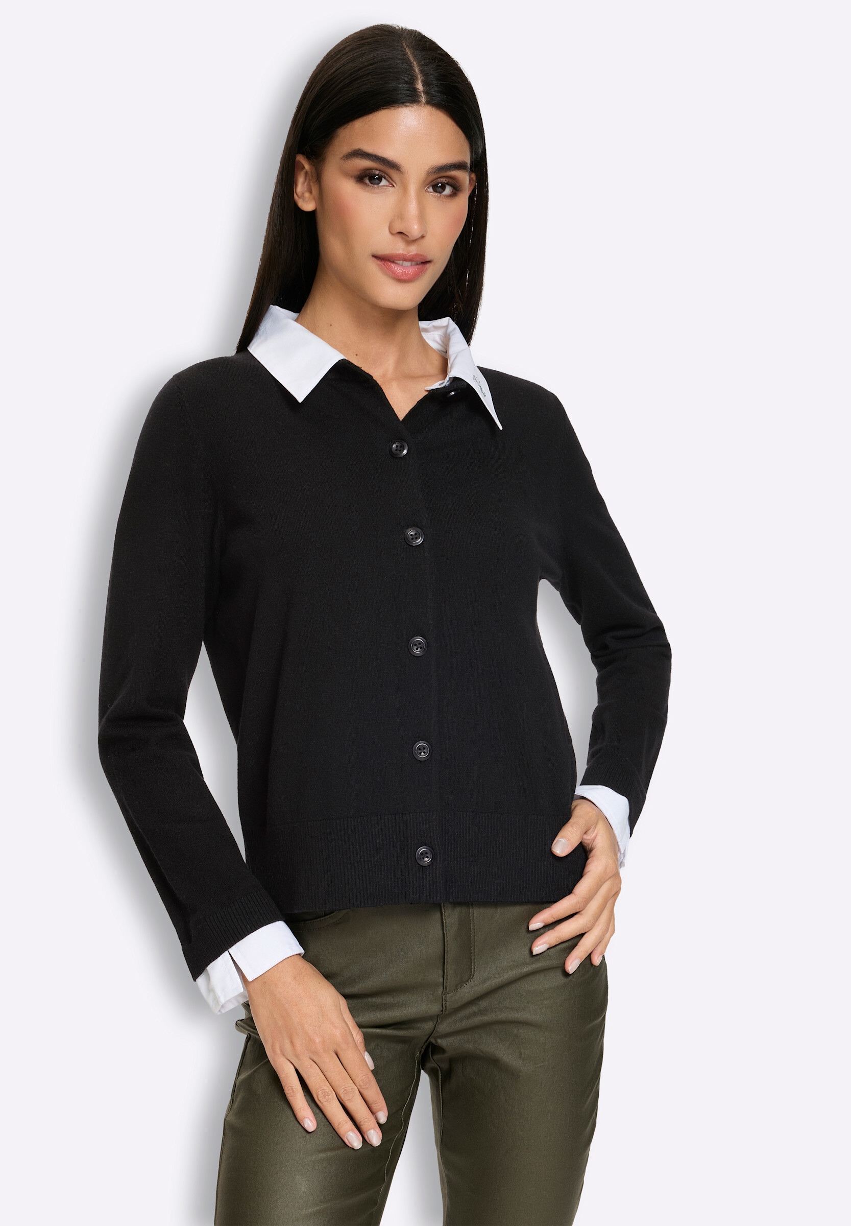 heine Strickjacke »Strickjacke Feinstrickjacke in 2-in-1-Optik«