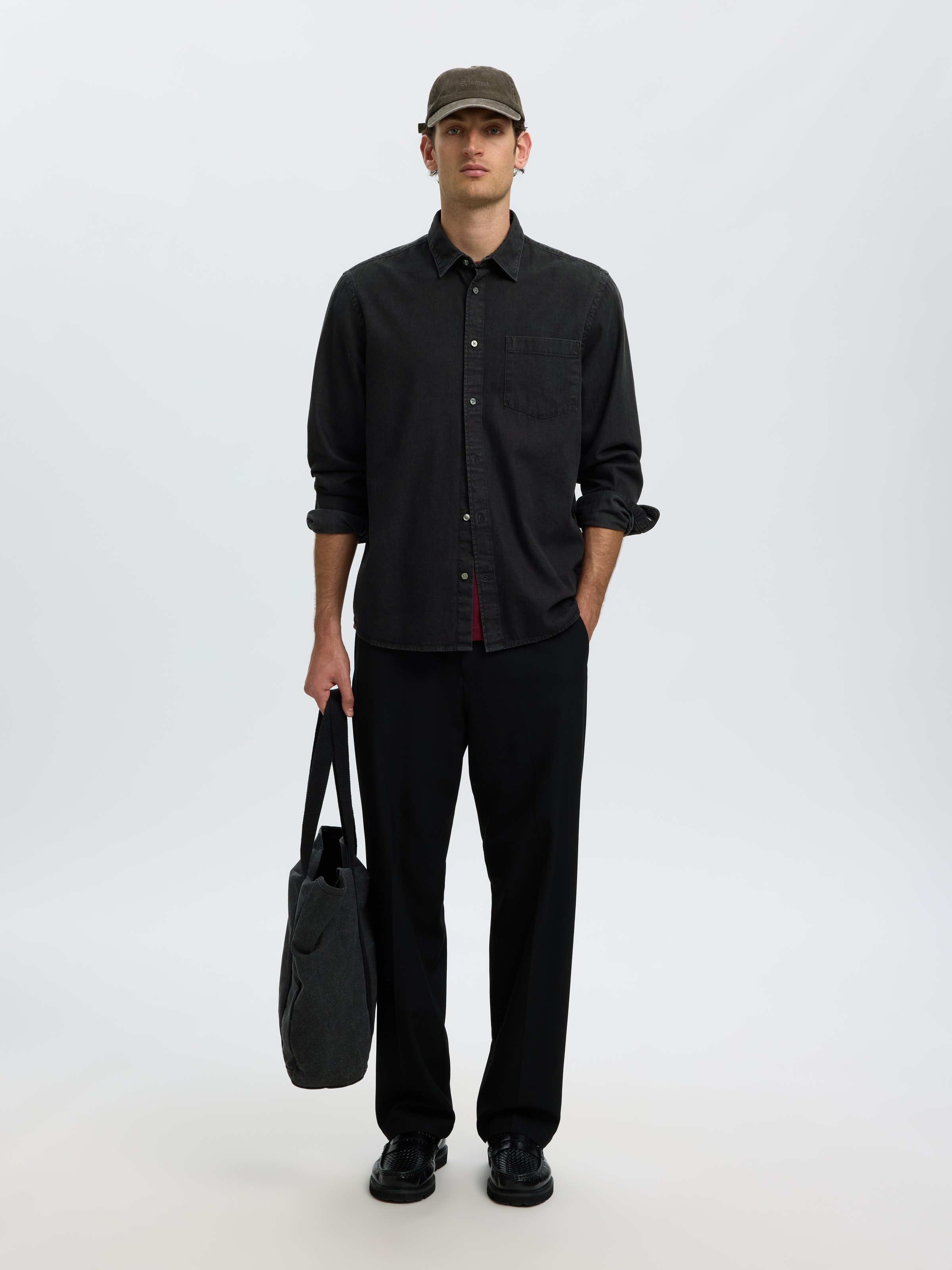 SELECTED Langarmhemd »SLHREGCARLO DENIM LS SHIRT NOOS« Baumwolle, regular fit