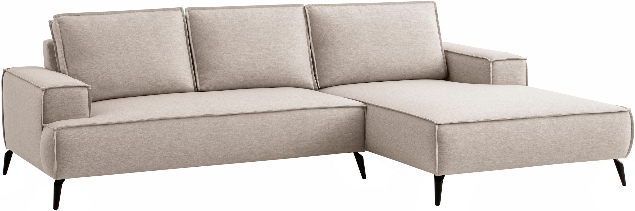 Home affaire Ecksofa »TVINNU, L-Form, 275cm, in Cord und Leinenoptik« wahlweise Recamiere rechts/links, schwarze Füße, bequemer Sitzkomfort