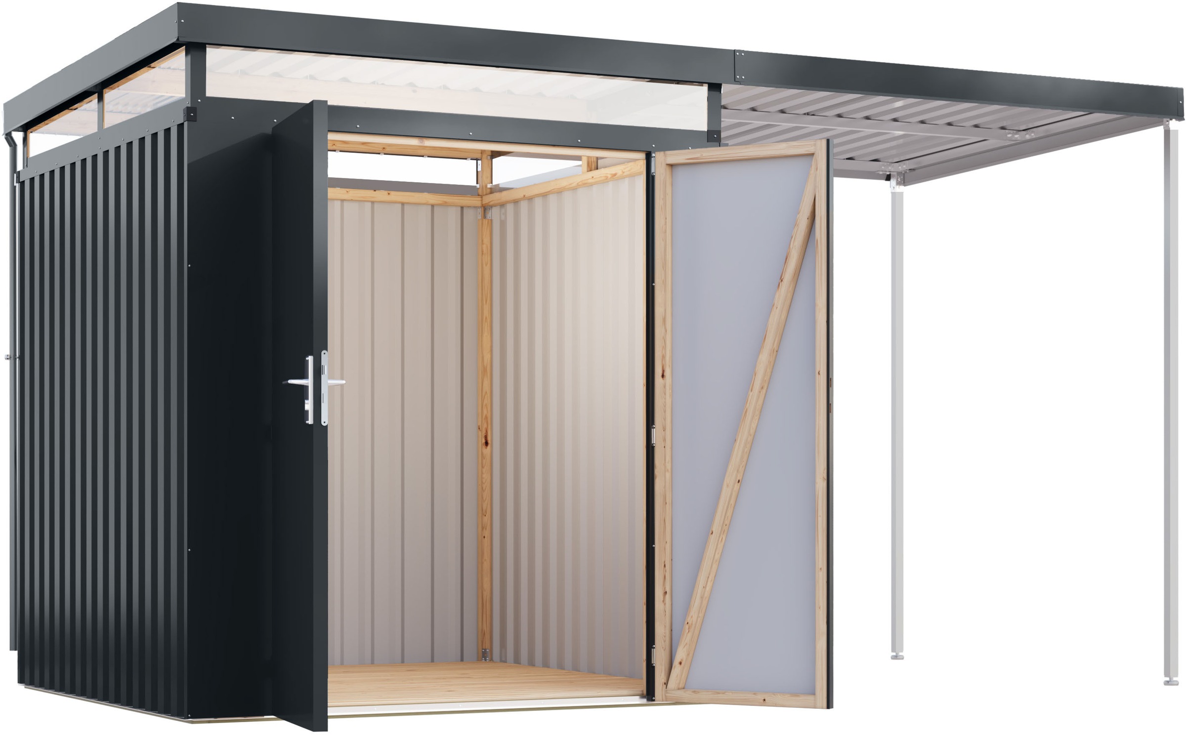 Karibu Gerätehaus »Titanium 2 SET mit Anbaudach« Made in Germany