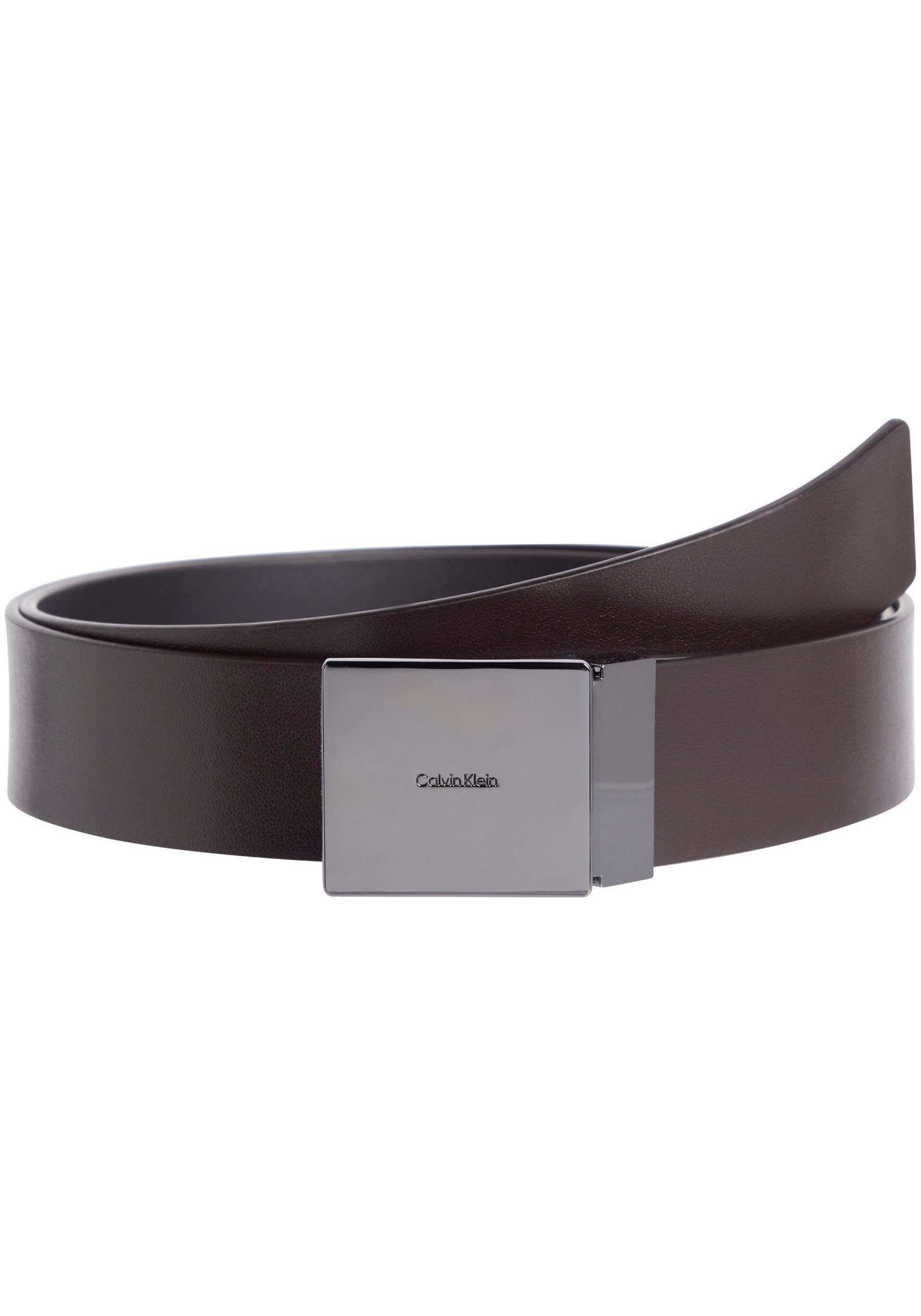 Calvin Klein Ledergürtel »ADJ CASUAL PLAQUE 35MM«, Logoprägung, Klickschnalle