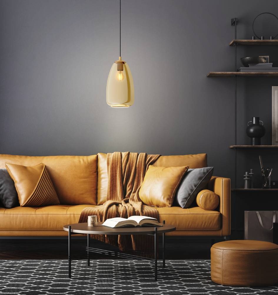 EGLO Hängeleuchte »ALOBRASE« E27 1 Stk. Pendelleuchte aus Metall und bedampften Glas, E27 Fassung, Ø 20 cm