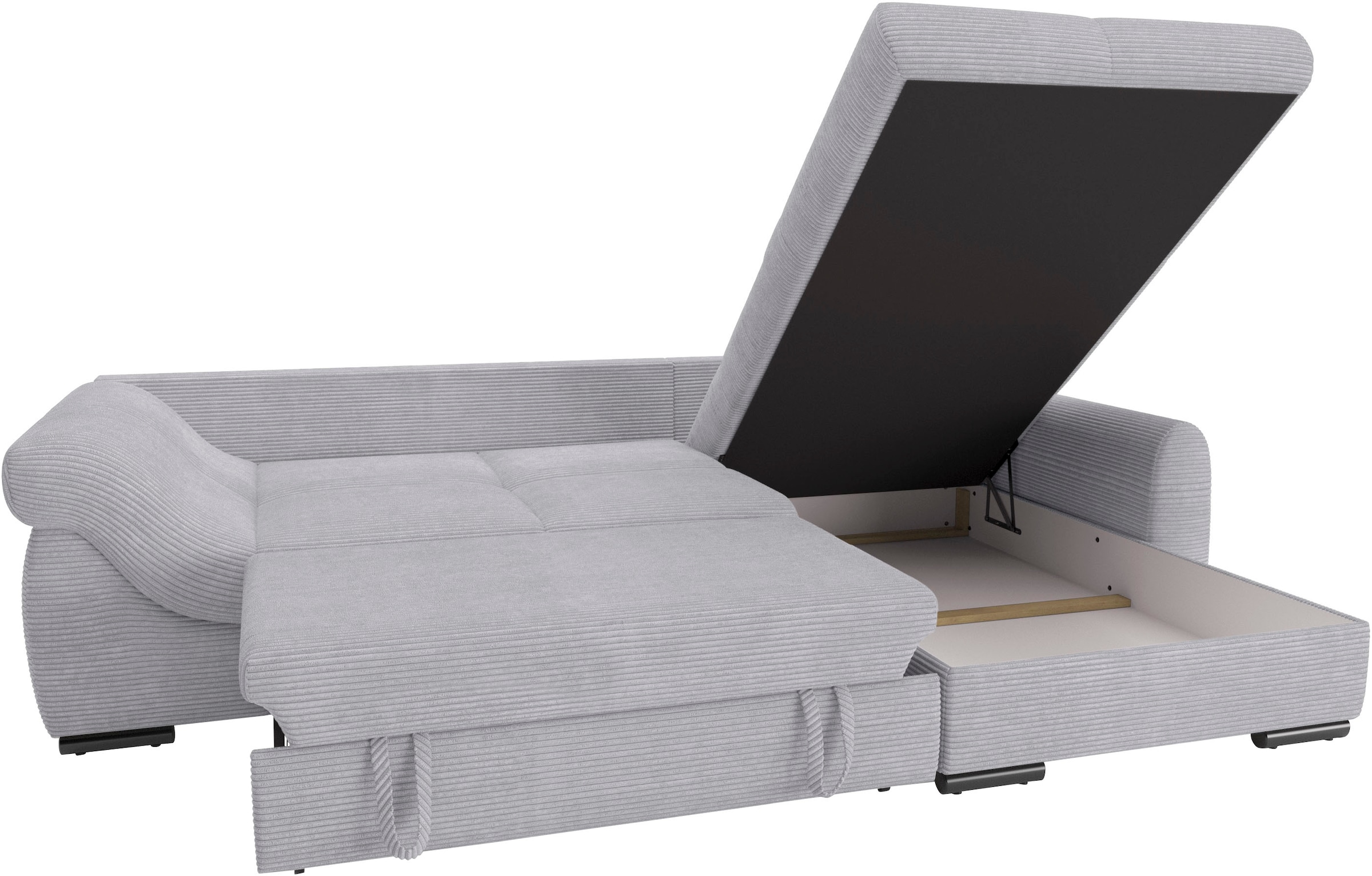 Mr. Couch Ecksofa »Livorno L-Form«, inkl. Hochschläfer-Bettauszug, XL-Bettkasten weiß beschichtet