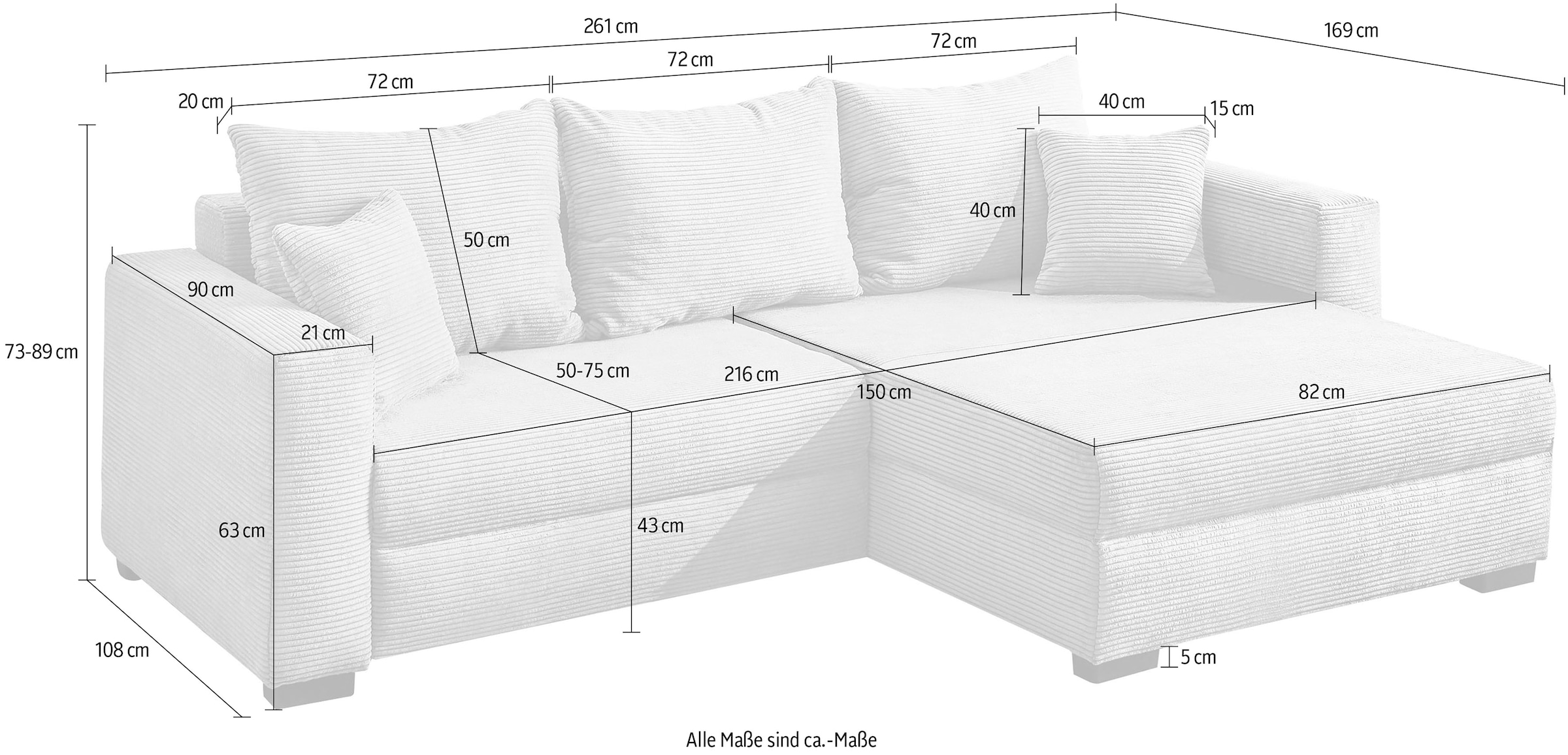 Jockenhöfer Gruppe Ecksofa »Elmau, L-Form«, inkl. Bettfunktion, Bettkasten, Ottomane links/rechts montierbar