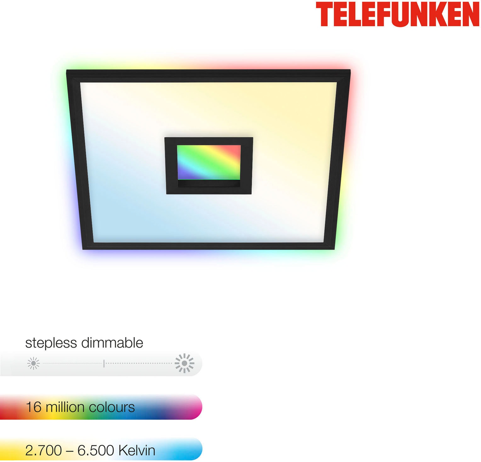 Telefunken LED Panel »319405TF CENTERBACK«, Leuchtmittel LED-Board | LED fest integriert, Deckenleuchte, RGB, Backlight, CCT, inkl. Fernbedienung, dimmbar