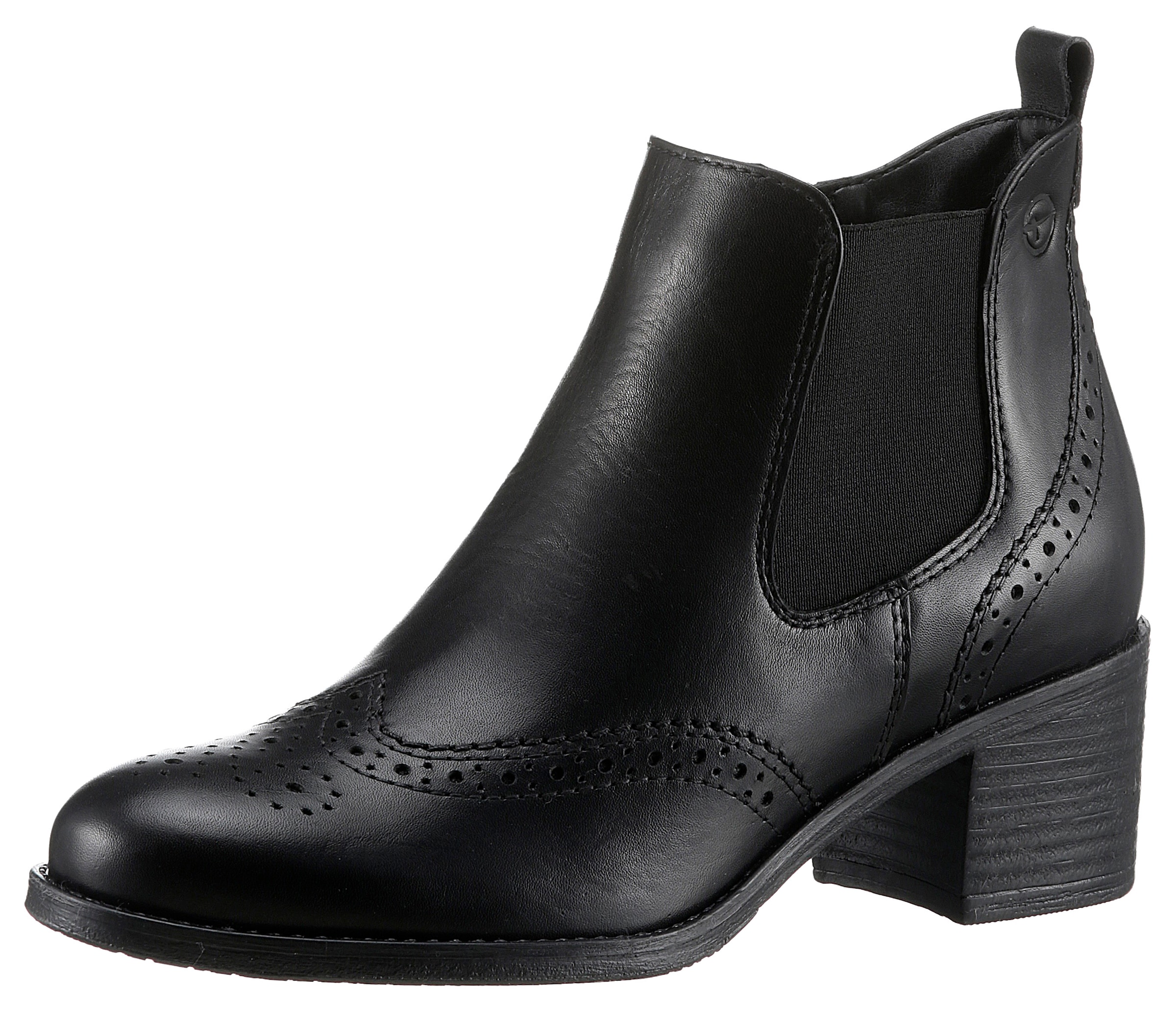 Chelseaboots, Blockabsatz, Stiefelette, Ankleboots mit eleganter Lyralochung