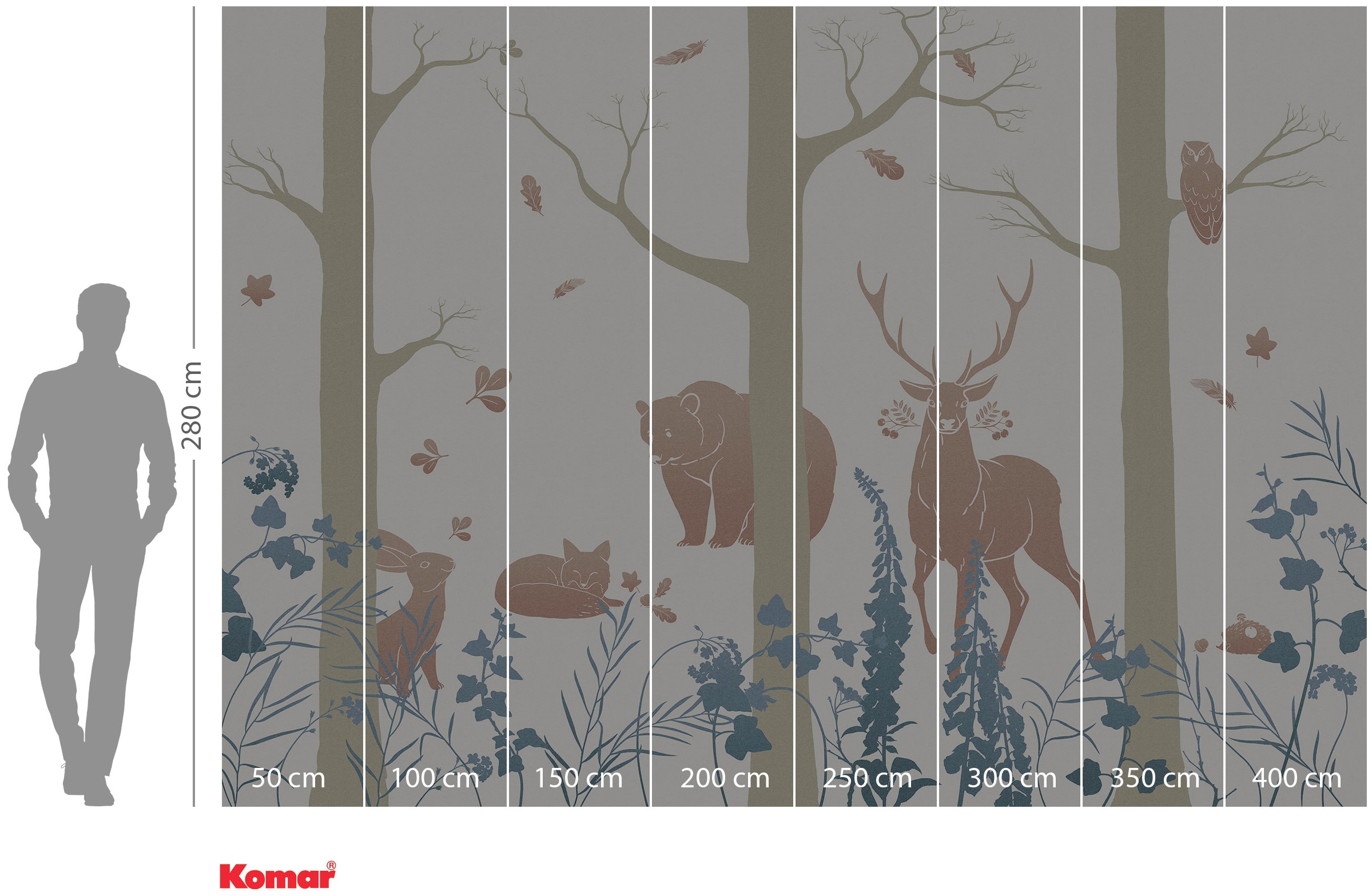 Komar Vliestapete »Digitaldruck Vlies - Forest Animals - Größe 400 x 280 cm«, bedruckt, Wohnzimmer, Schlafzimmer