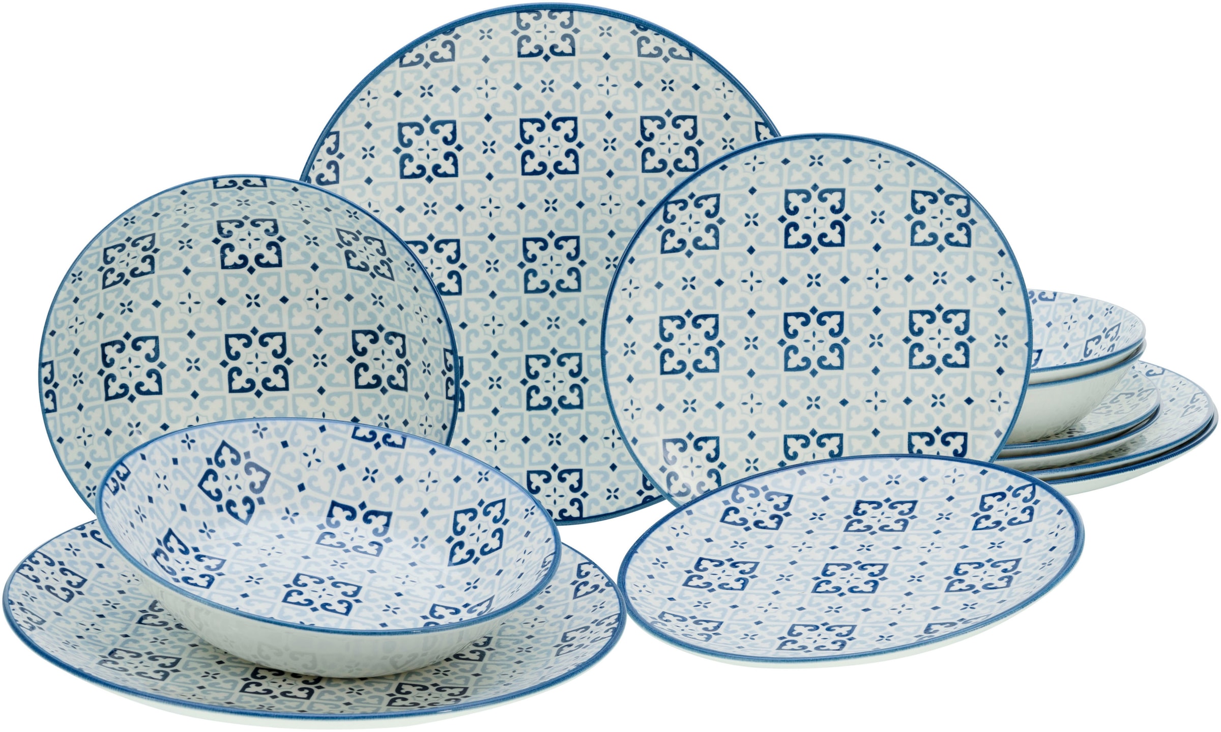 CreaTable Teller-Set »Yara«, (Set, 12 tlg.), orientalisch mediterraner Stil