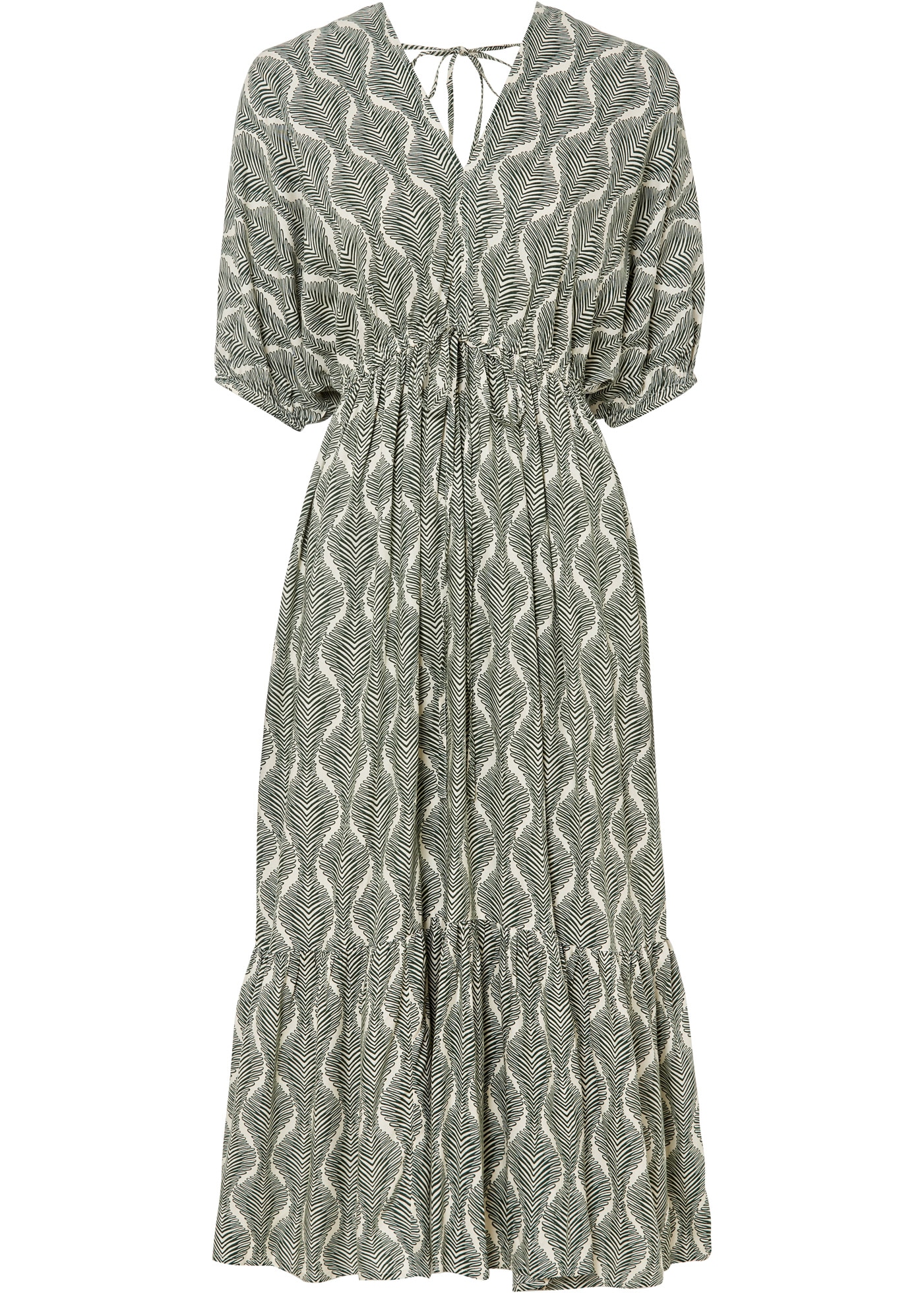 bonprix Midikleid »Midikleid aus fließender Viskose« aus Viskose, ausgestellte Passform, mit Fledermausärmeln