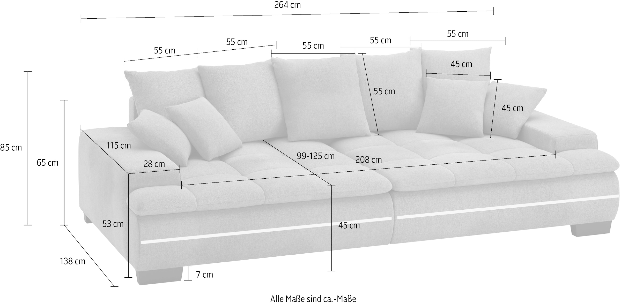 Mr. Couch Big-Sofa »Haiti II RGB-LED«, RGB-LED Beleuchtung, mit Handwerklich gearbeiteter Komfort-Steppung