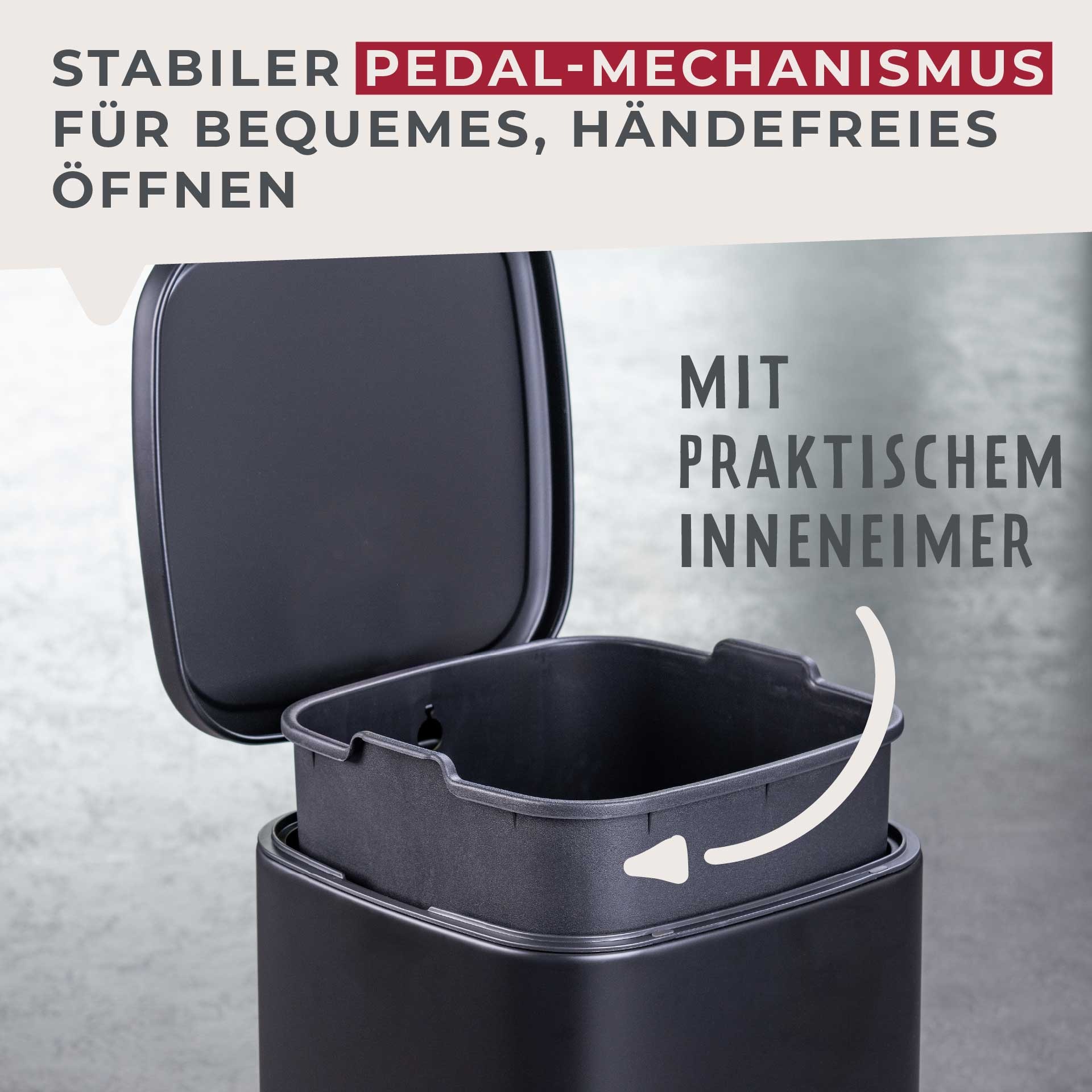 FACKELMANN Mülleimer »LONDON, Pedal-Abfalleimer 20L« 1 Behälter mit gedämpftem Deckel & Anti-Fingerprint Oberfläche, Höhe ca. 43,5 cm